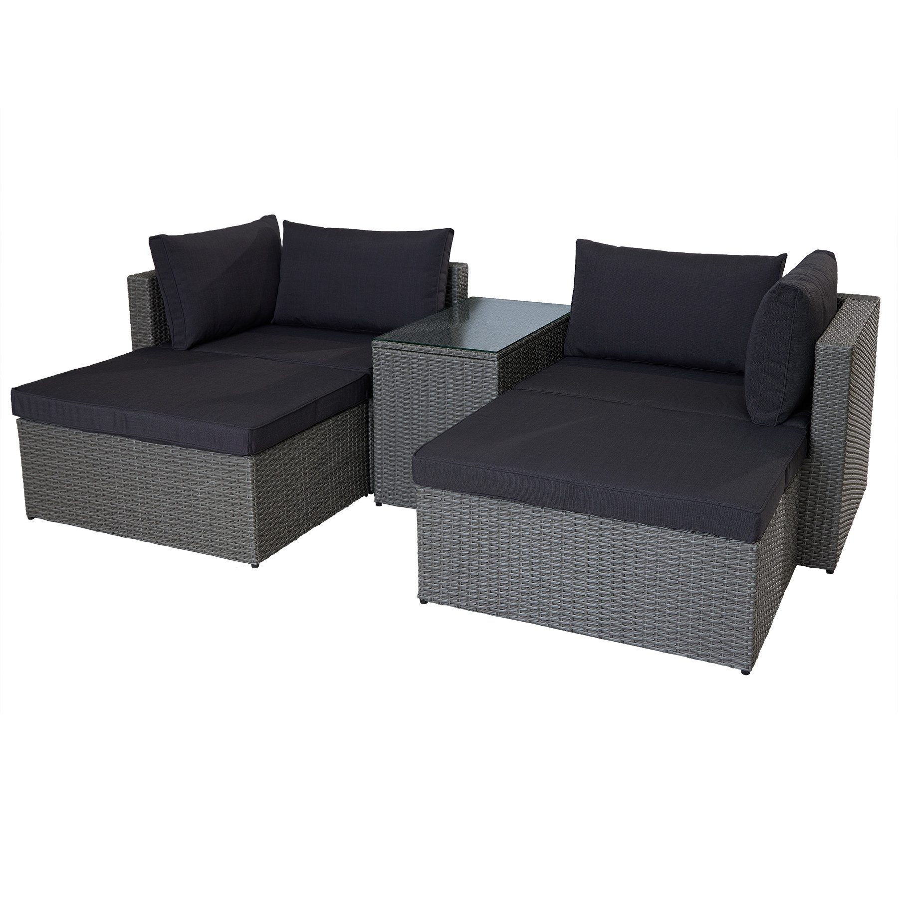 riess-ambiente Loungeset XXL MODULAR grau, (Set, 5-tlg), Gartenmöbel · Sessel · Tisch · Hocker · Terrasse · Balkon · Outdoor