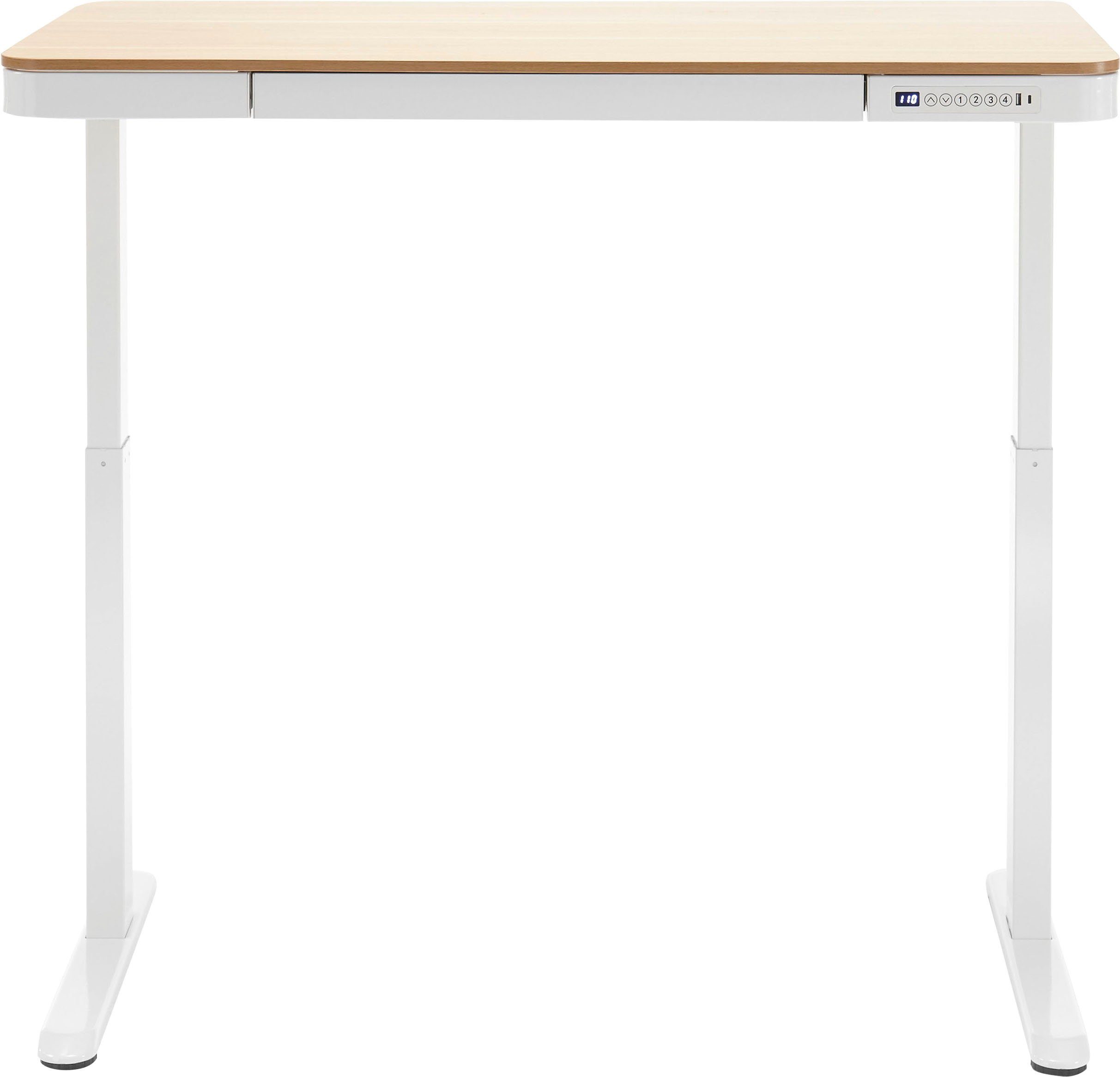 MCA furniture Schreibtisch höhenverstellbar Braun von 72-122 cm cm, 120 Breite | elektrisch Barco, Braun