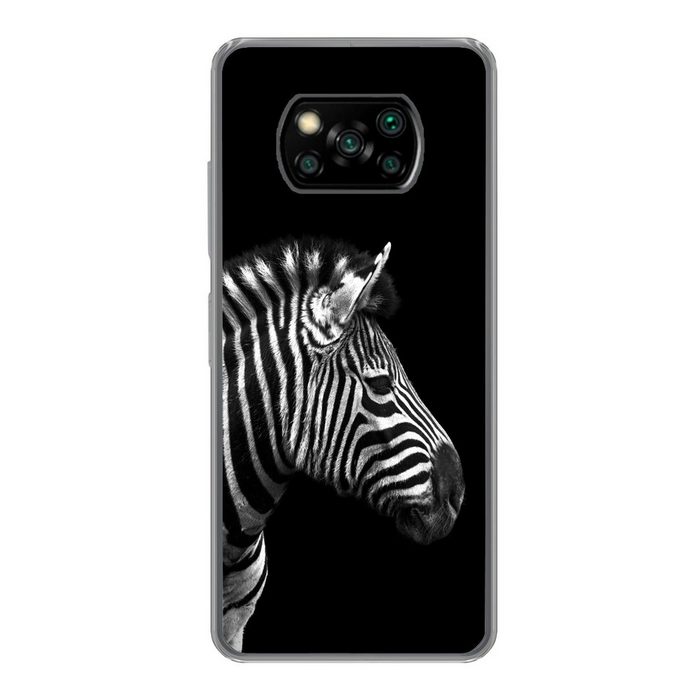 MuchoWow Handyhülle Zebra - Schwarz - Weiß - Porträt - Tiere Phone Case Handyhülle Poco X3 Silikon Schutzhülle