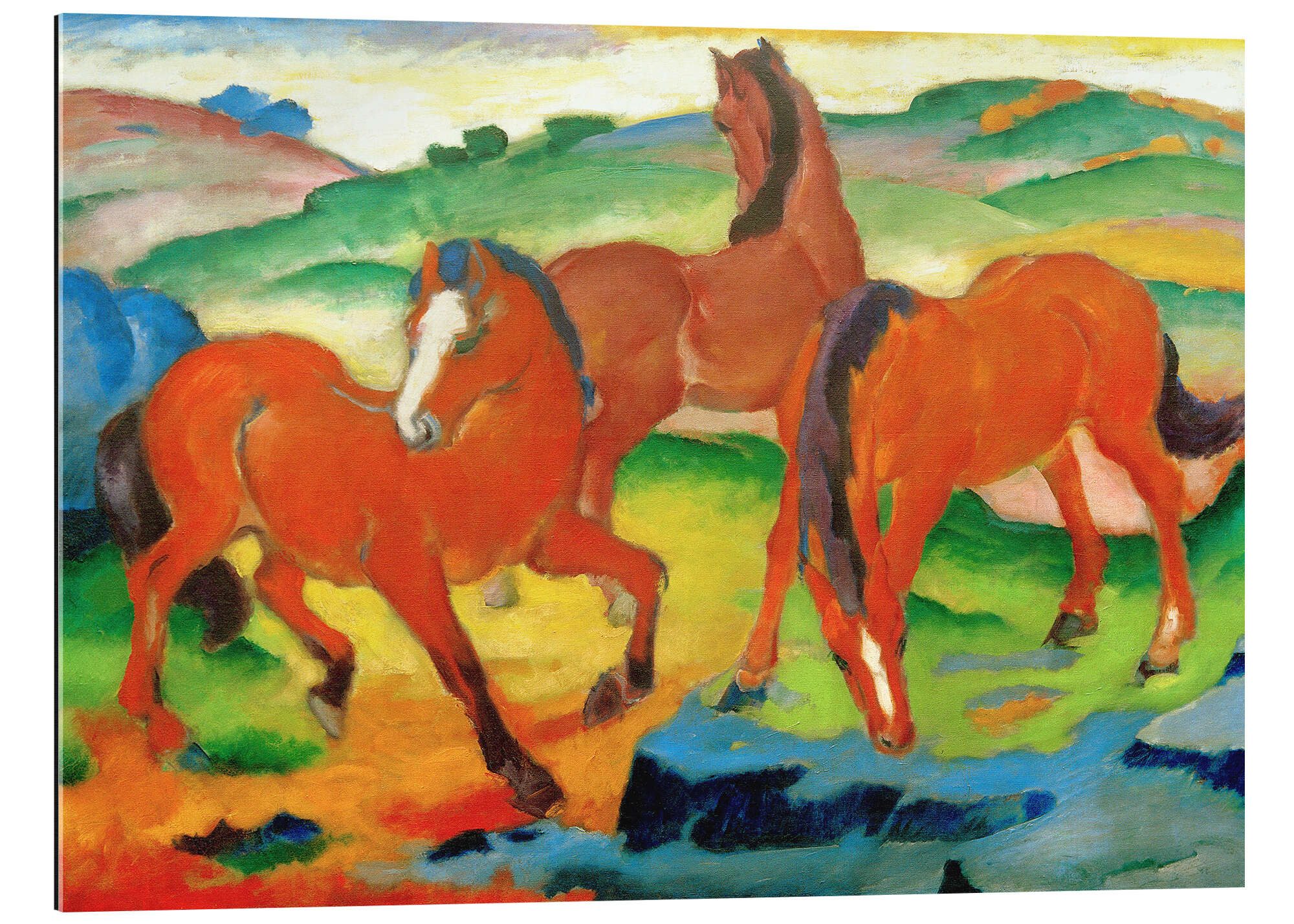 Posterlounge XXL-Wandbild Franz Marc, Weidende Pferde IV (Die Roten Pferde), Malerei