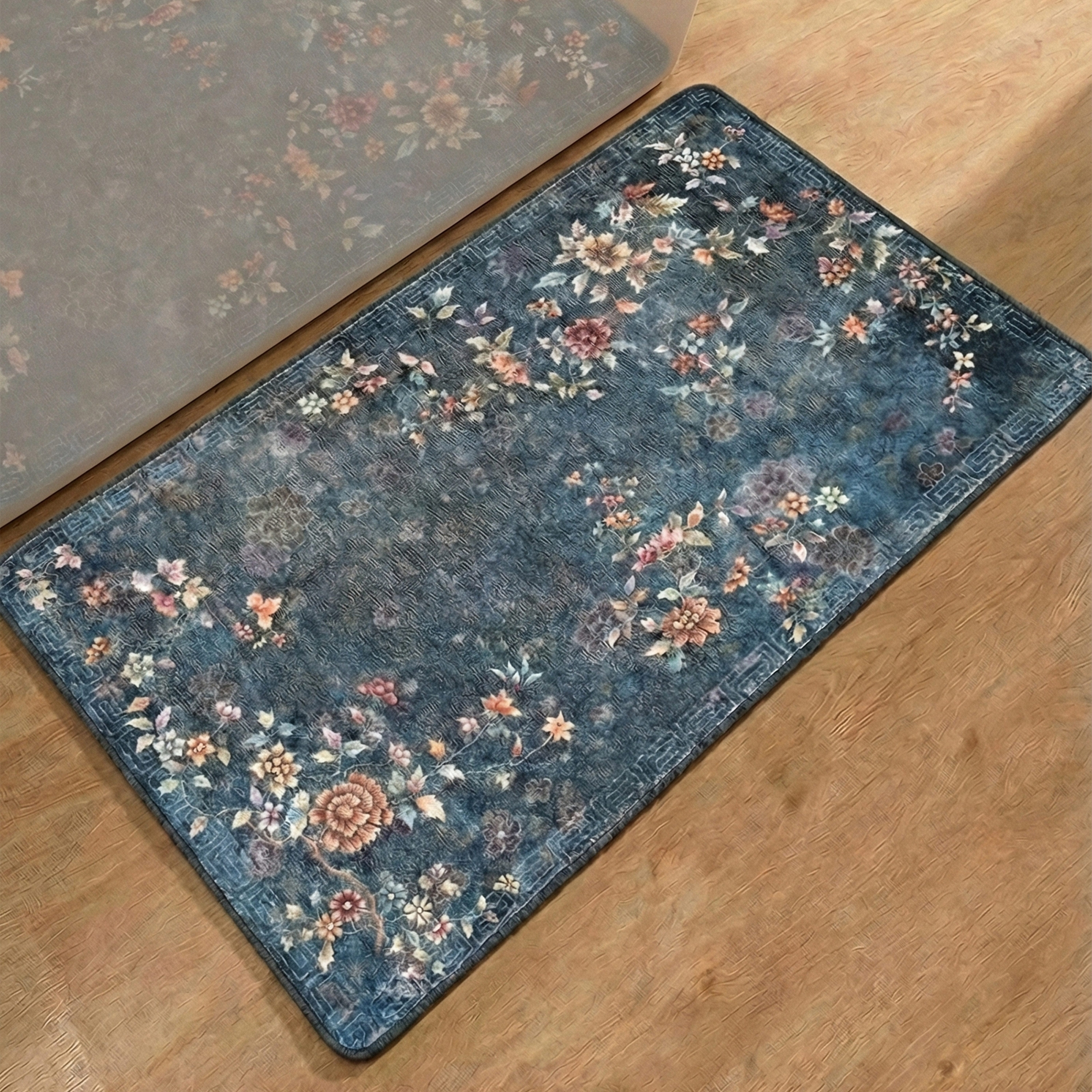 Gino Falcone Badematte Aquata GF-165, Badvorleger, Badezimmer Teppich, Höhe 7 mm, rutschhemmend beschichtet, fußbodenheizungsgeeignet, Kunstfaser, rechteckig, Badteppich, bedruckt, Blumen Design, rechteckig