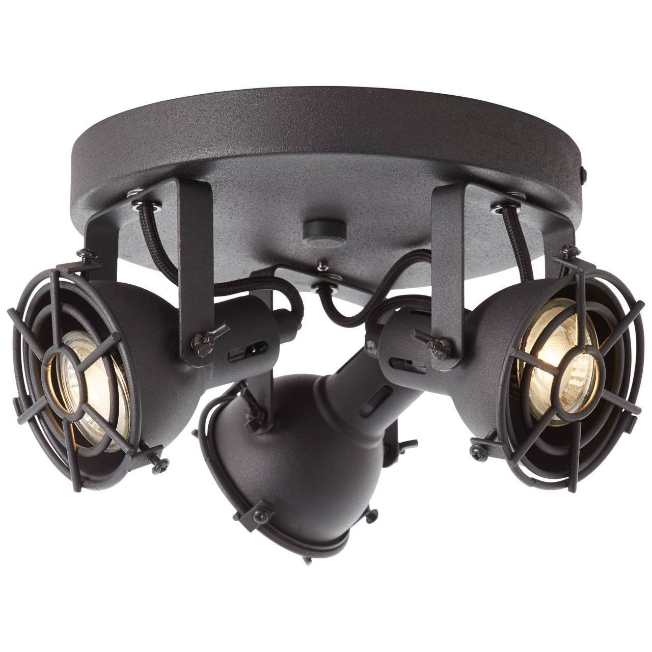 3x schwarz Spotrondell Jesper, LED-PAR51, korund Jesper GU10 Deckenleuchte 3000K, Brilliant Lampe 3flg LED