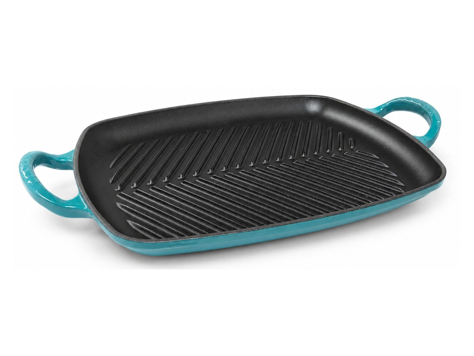 LE CREUSET Servierplatte Grillplatte Signature rechteckig bleu riviera 30cm, Emailliertes Gusseisen, (Grillplatten)