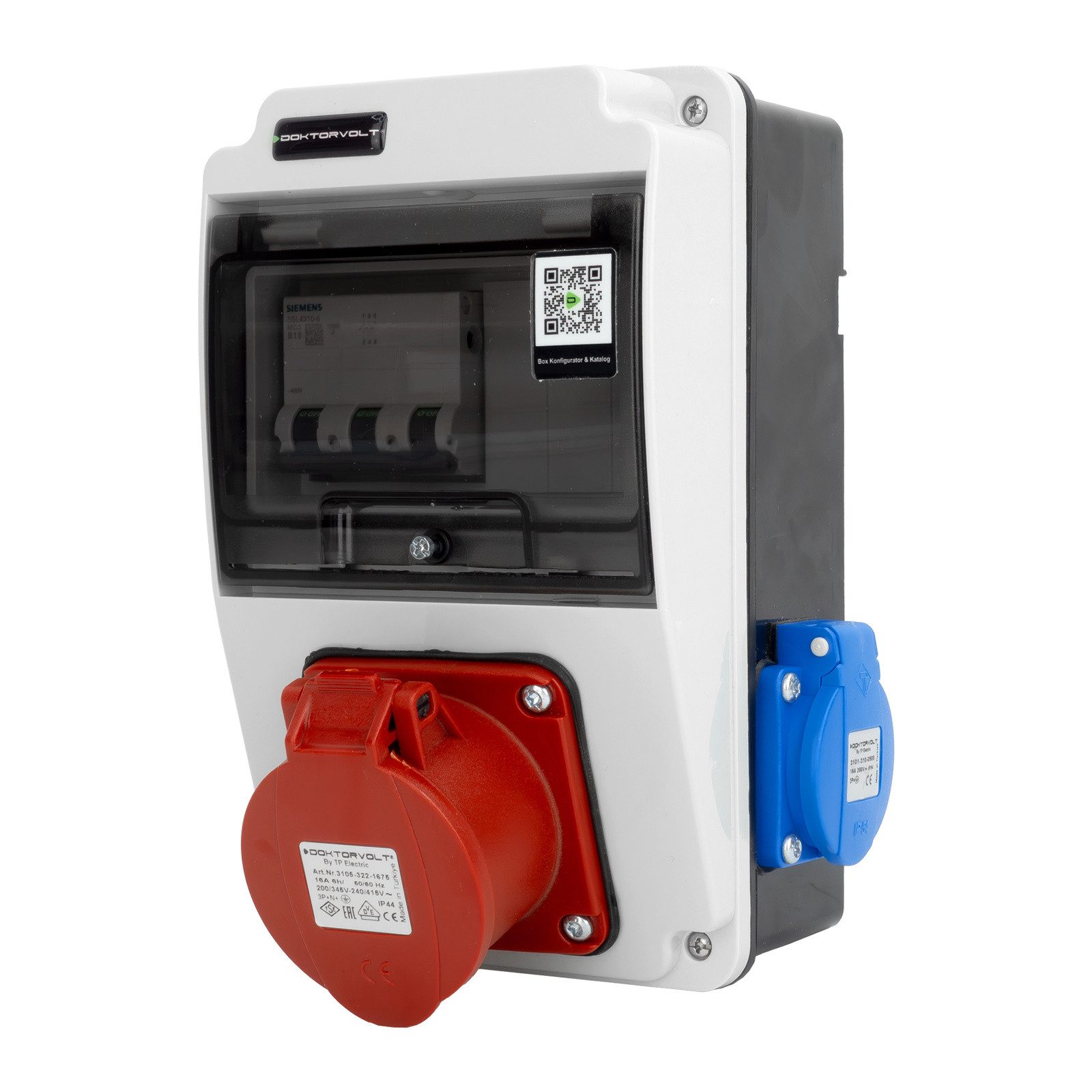 Doktorvolt Baustromverteiler XS 16A 2x230V Leitungsschutzschalter Stromverteiler Steckdosenverteiler