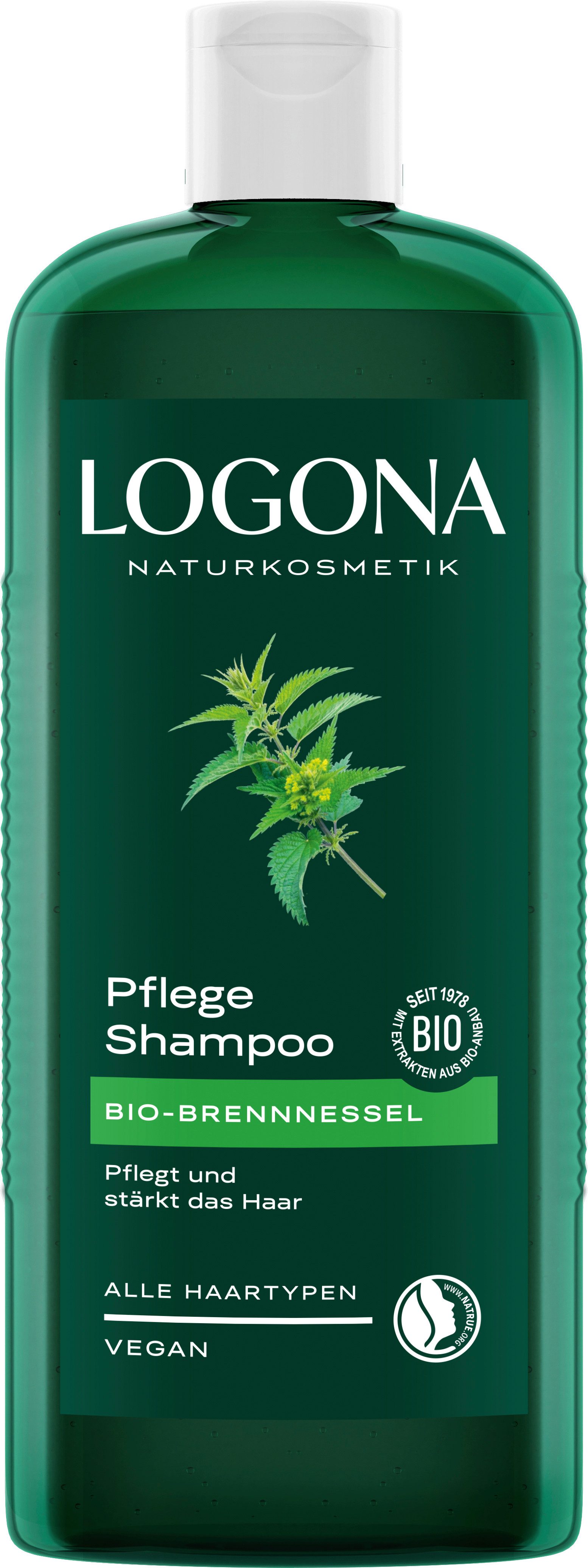 LOGONA Haarshampoo PFLEGE SHAMPOO BIO-BRENNNESSEL, mit Bio-Brennnesselextrakt, vegan, pH-hautneutral, für alle Haartypen