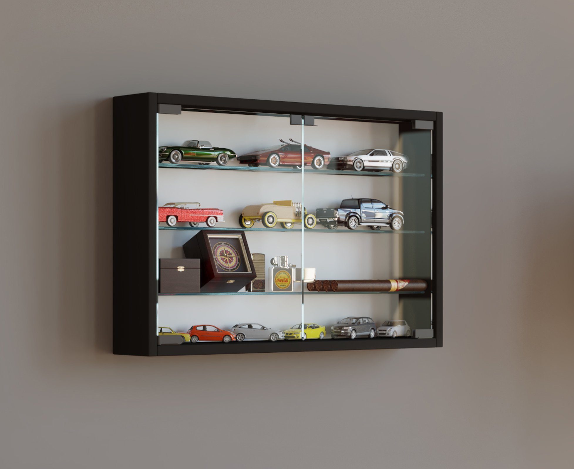 VCM Hängevitrine Mandosa B. 60 x T. 10 x H. 40 cm Präsentation und Aufbewahrung von Sammlerstücken, Wohnzimmer oder Büro – Bild 3 von 5
