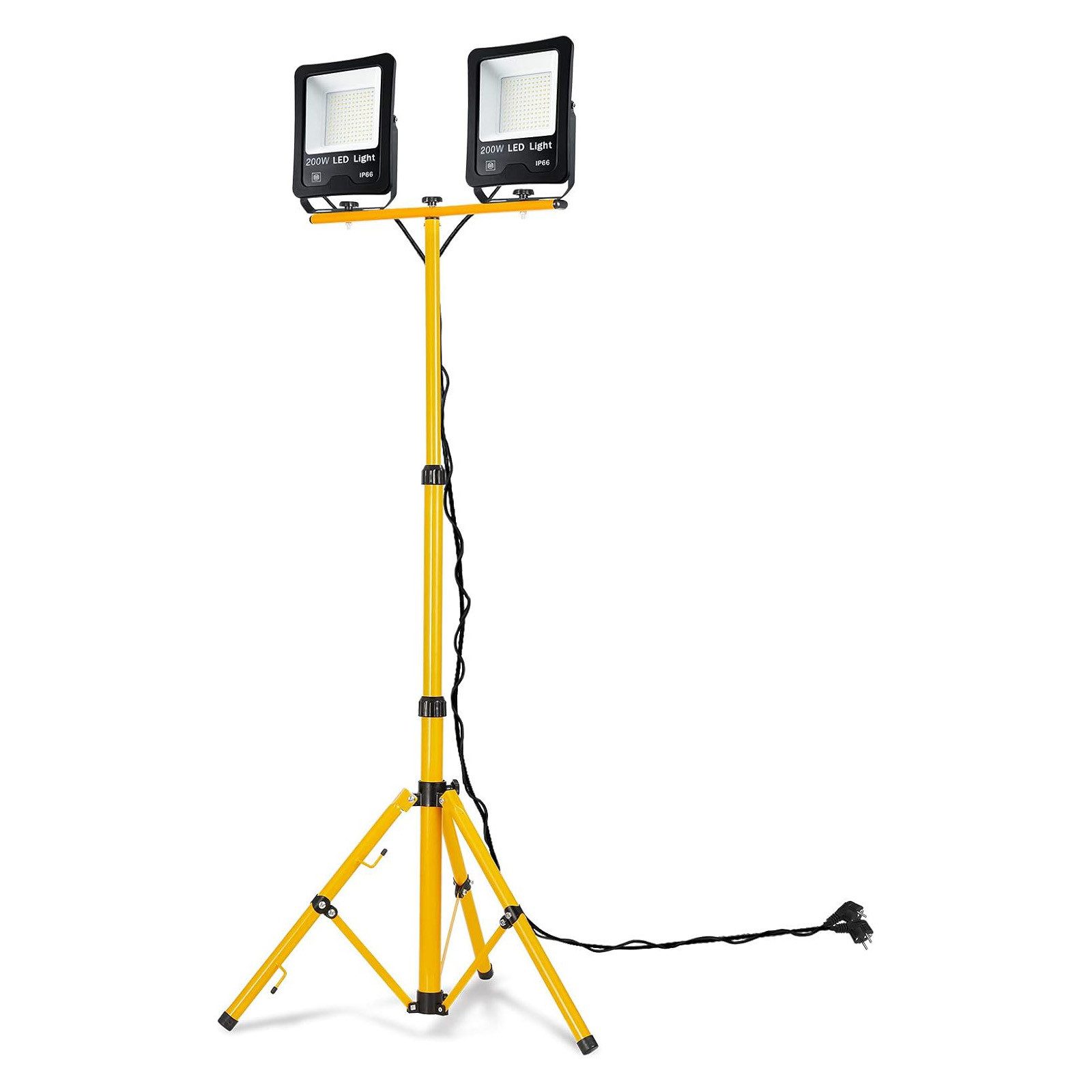 FIVMEN LED Flutlichtstrahler LED Baustrahler 2x100W LED Fluter Strahler mit Stativ und 3M Kabel, für Innen-und Außenbereich, Garage, Baustelle, Sportplatz