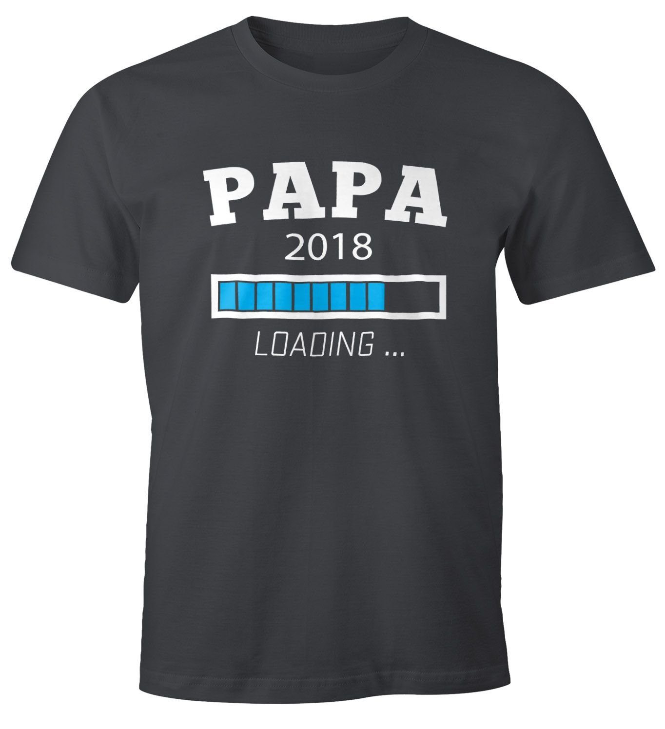 MoonWorks Print-Shirt Papa 2018 Loading Shirt Herren T-Shirt Moonworks® mit Print grau
