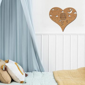 Namofactur LED Nachtlicht Eule Herz Nachtlicht Kinder Wandlampe Kinderzimmer I MDF Holz, LED fest integriert, Warmweiß