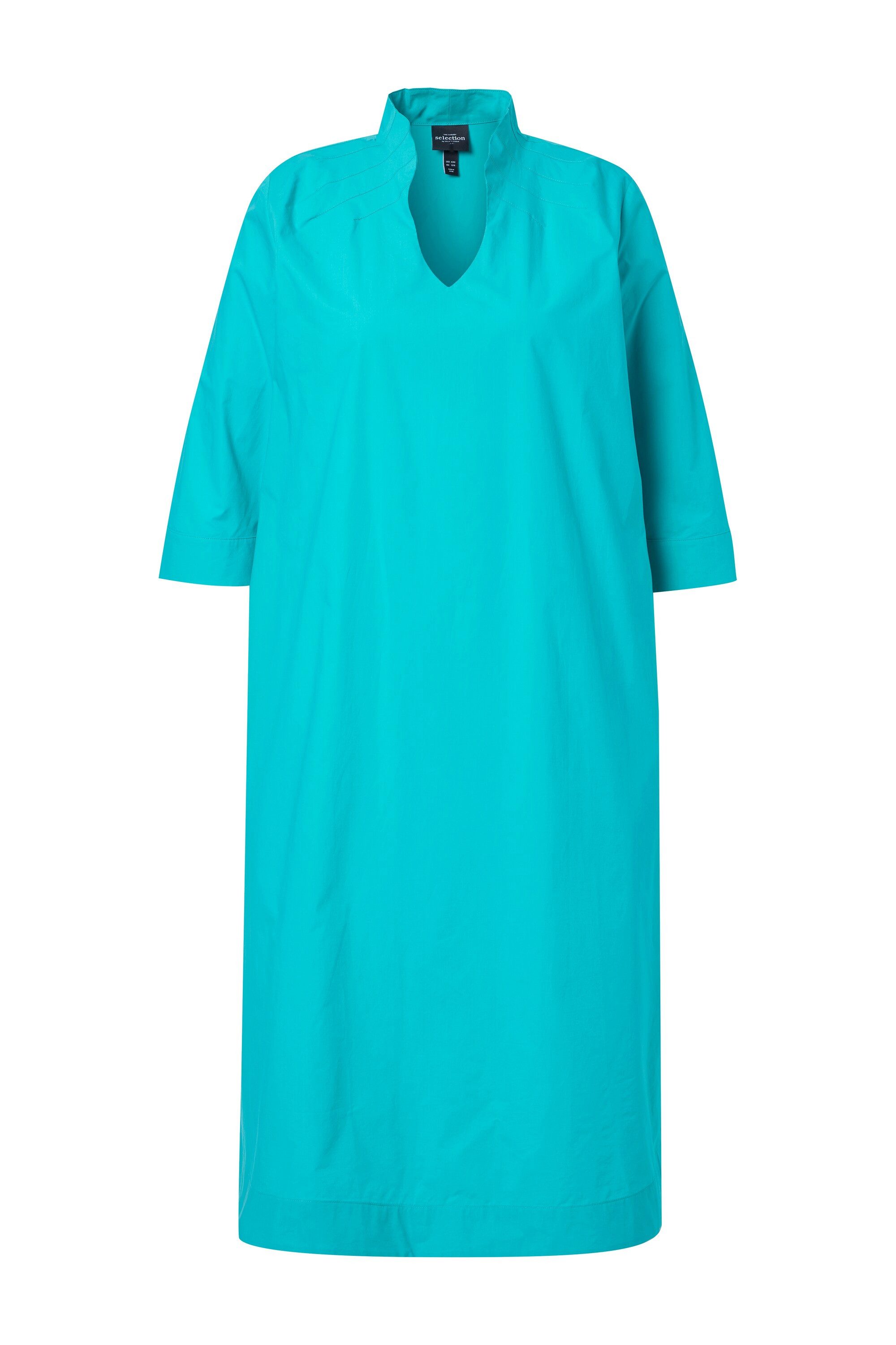 Ulla Popken Midikleid Midikleid Papertouch A-Linie Kelchkragen 3/4-Arm