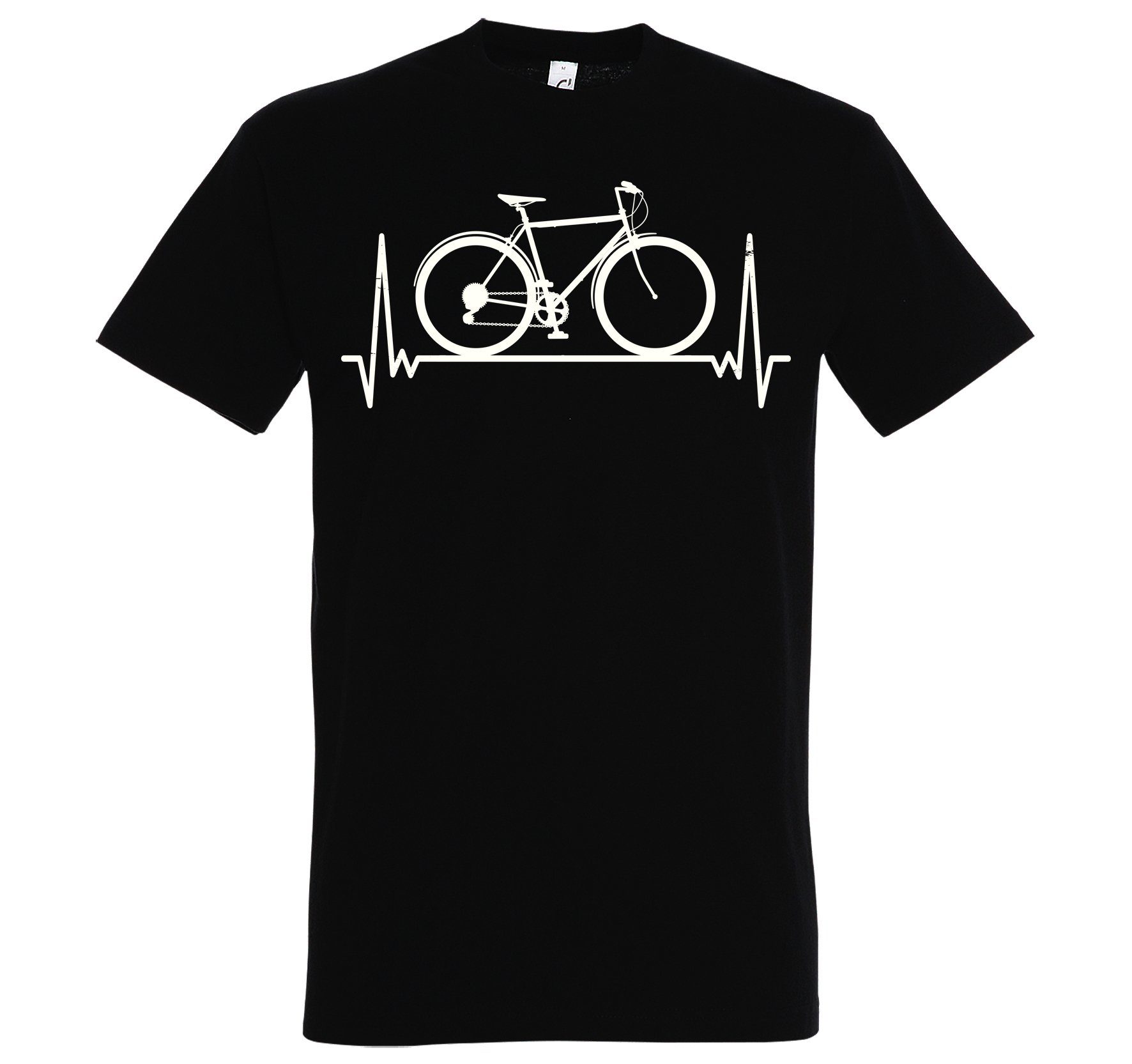 Youth Designz T-Shirt Heartbeat Fahrrad Herren Shirt mit lustigem Fahrrad Frontprint Schwarz | T-Shirts