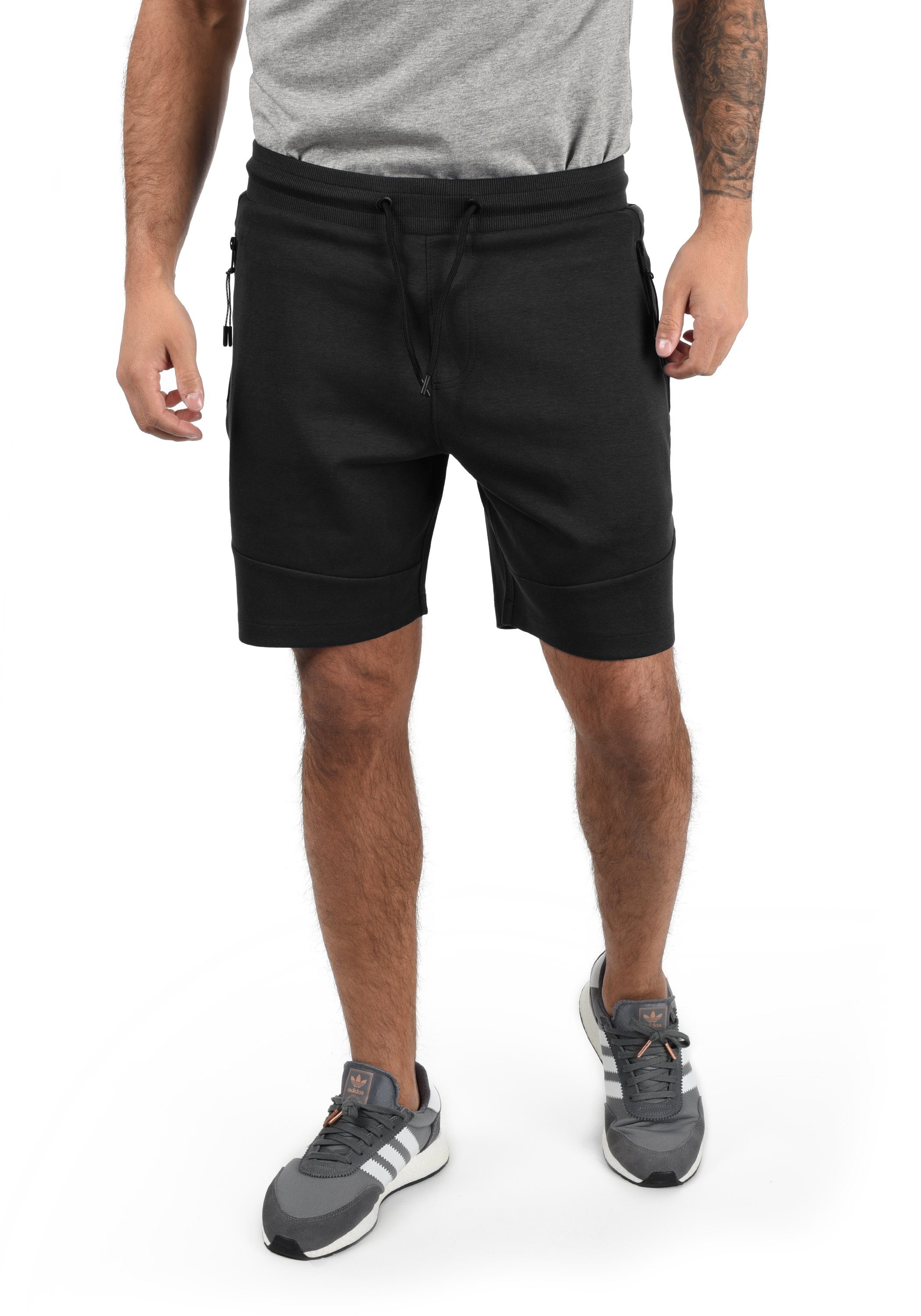 Solid Sweatshorts SDGelly mit Black kurze Hose Reißverschluss-Taschen (9000)