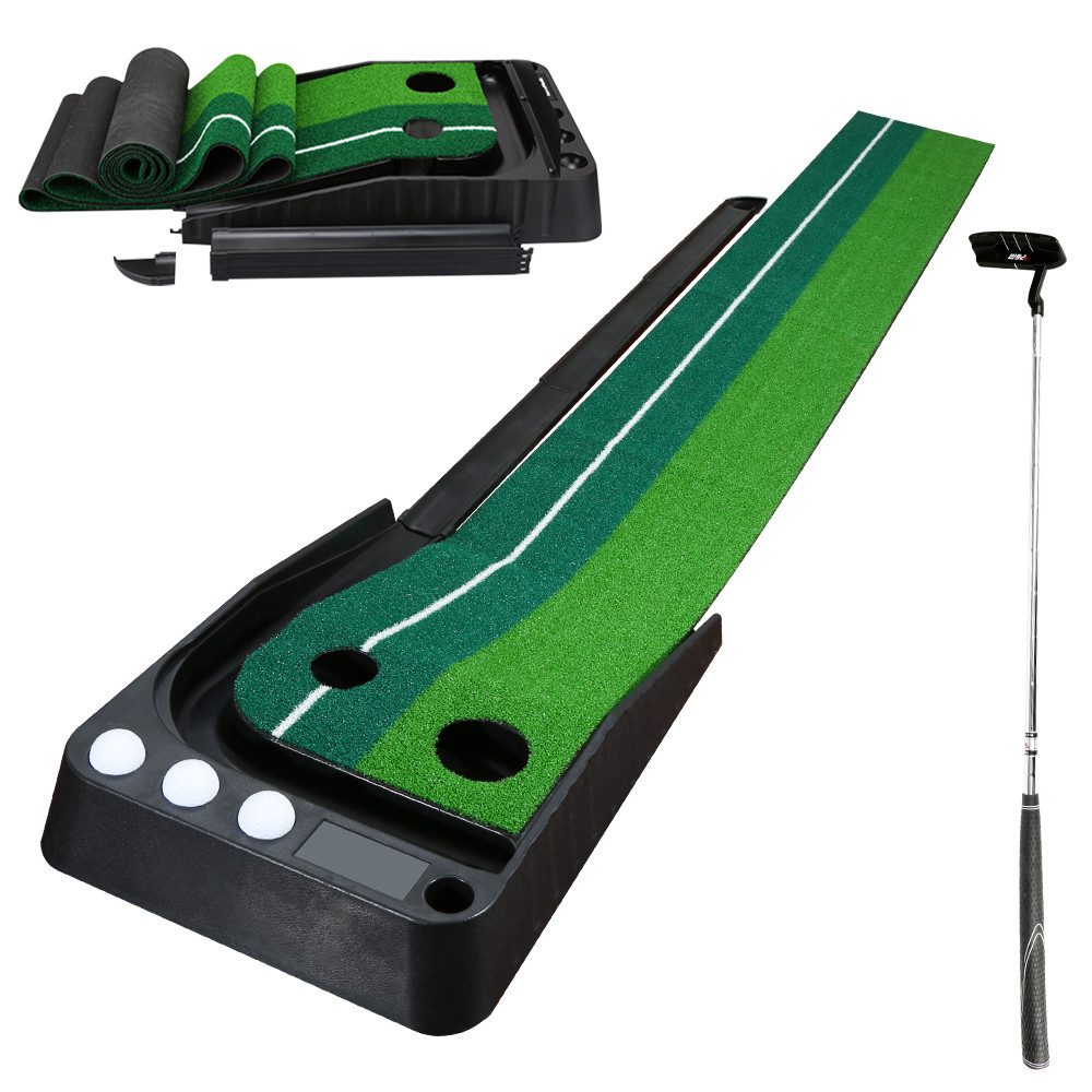 Clanmacy Puttingmatte Golf Puttingmatte Golfmatte Golf Übungsmatte Ball Rückkehr System (1-St)