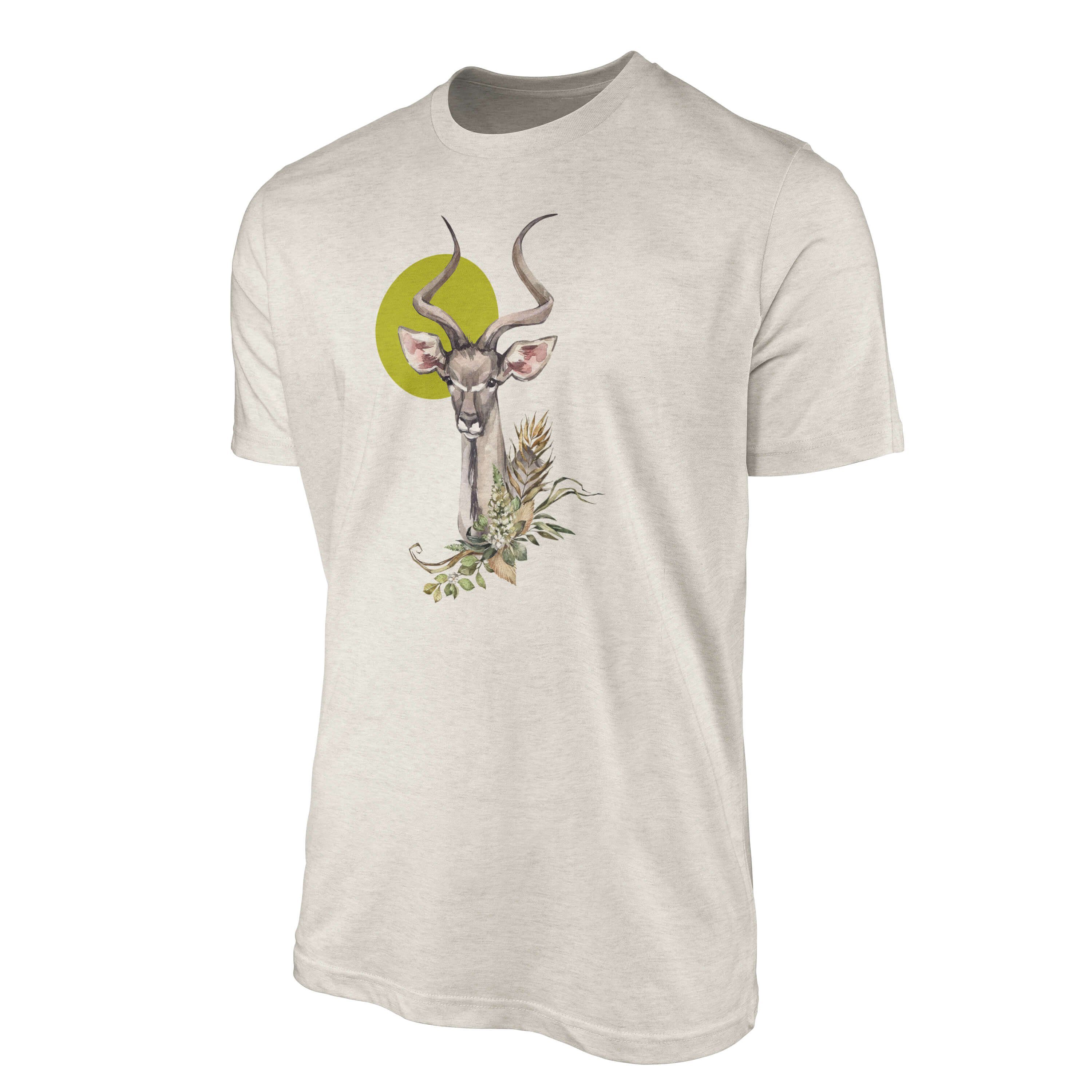 Sinus Art Motiv ern T-Shirt Herren 100% aus Nachhaltig Bio-Baumwolle gekämmte Aquarell Antilope (1-tlg) Shirt Ökomode T-Shirt