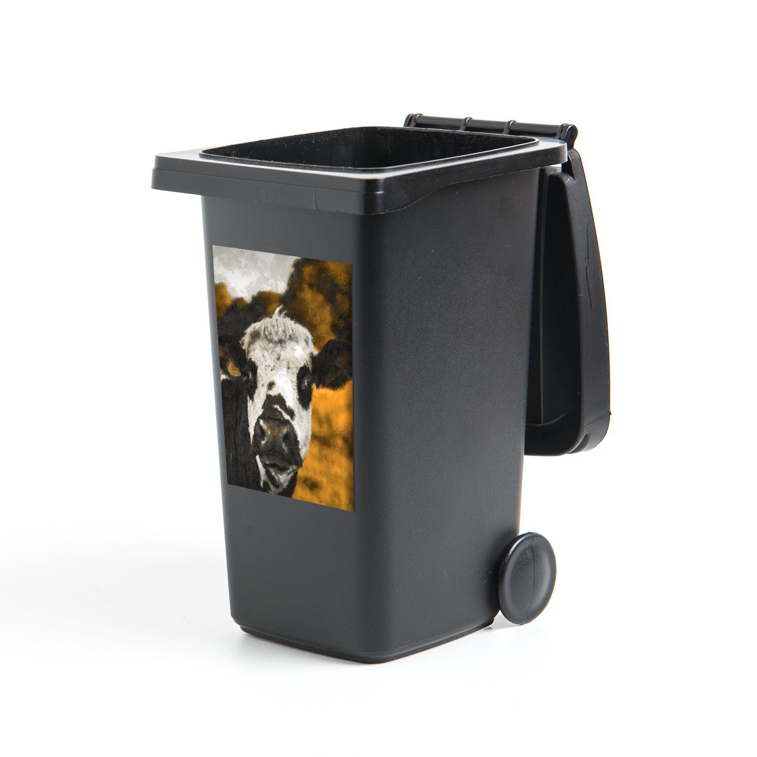 MuchoWow Wandsticker Kuh - Querformat - Schwarz (1 St), Mülleimer-aufkleber, Mülltonne, Sticker, Container, Abfalbehälter | Wandtattoos