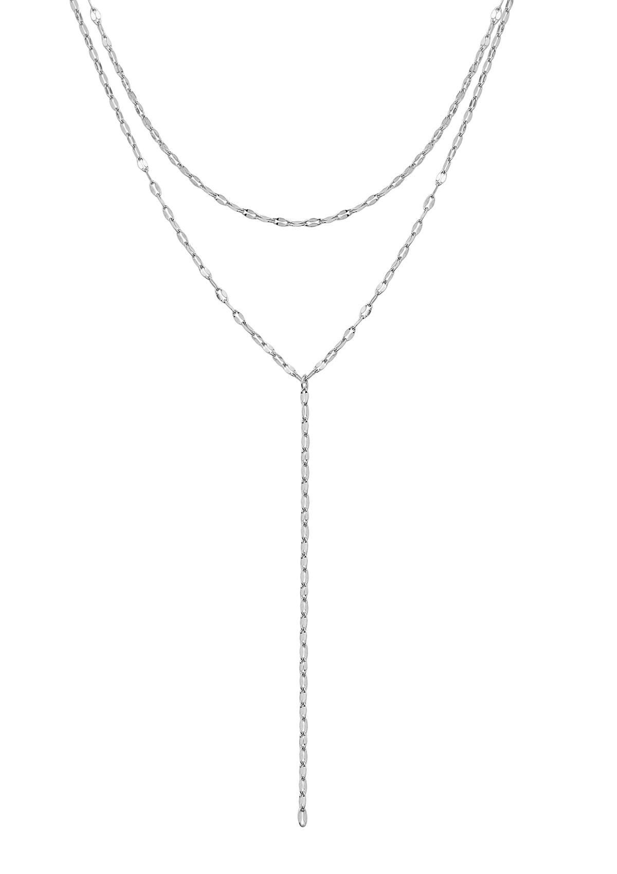 Hey Happiness Y-Kette Layer, Zweireihige Damen Rolokette, Edelstahl Y Gliederkette, Halskette Lasso wasserfest