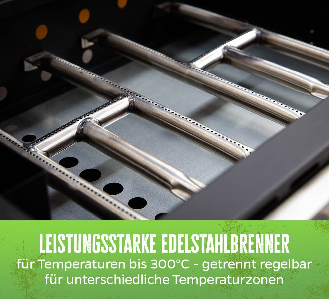 Grillfürst Camping-Gasgrill Grillfürst Plancha Grill - 2 Brenner und Edelstahl Plancha – Bild 5 von 5