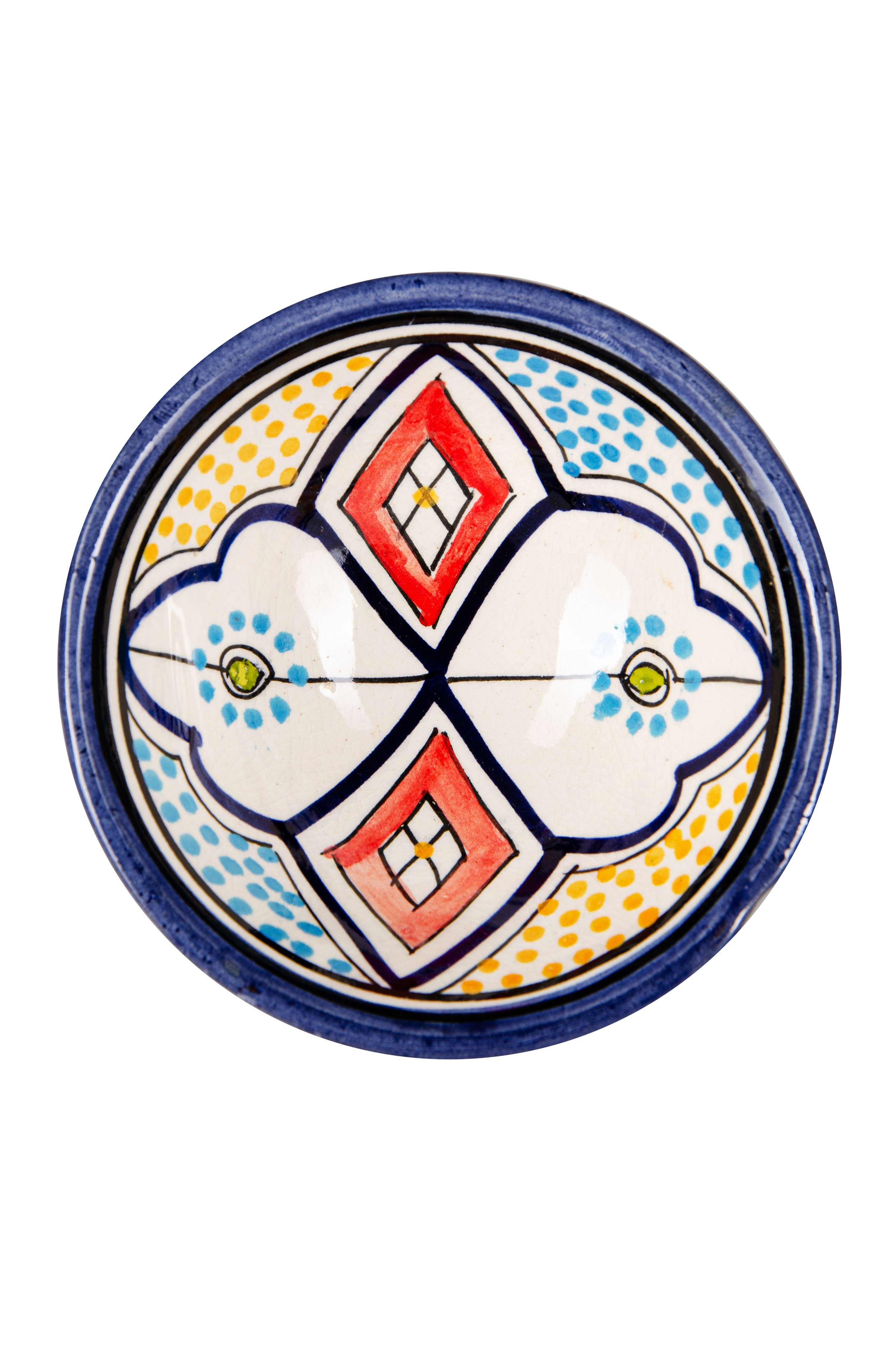 Marrakesch Orient & Mediterran Interior Dipschale Marokkanische Keramikschale Dawud edel aus Keramik in Mehrfarbig 13 cm, Keramik, (1-tlg), Handarbeit