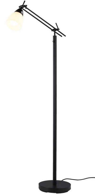 casa NOVA Stehlampe Stehleuchte CURO, 1-flammig, H 150 cm, Schwarz, ohne Leuchtmittel, Metall, Lampenschirm aus Glas
