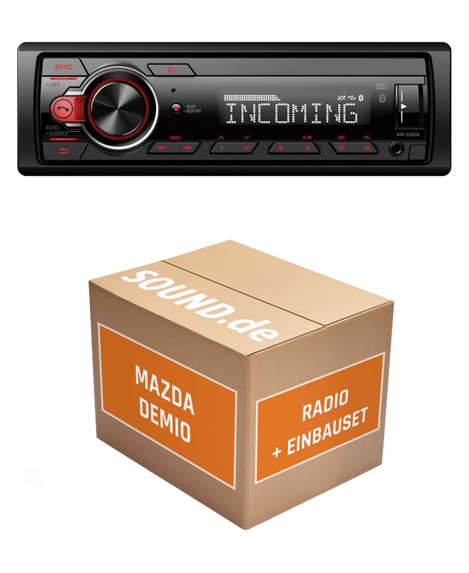 JUST SOUND best choice for caraudio Autoradio Einbaupaket Pioneer MVH330DAB für Mazda Demio Telefonieren Autoradio (RDS, AM/FM Radio, Animiertes Display, Freisprecheinrichtung, 1 DIN)
