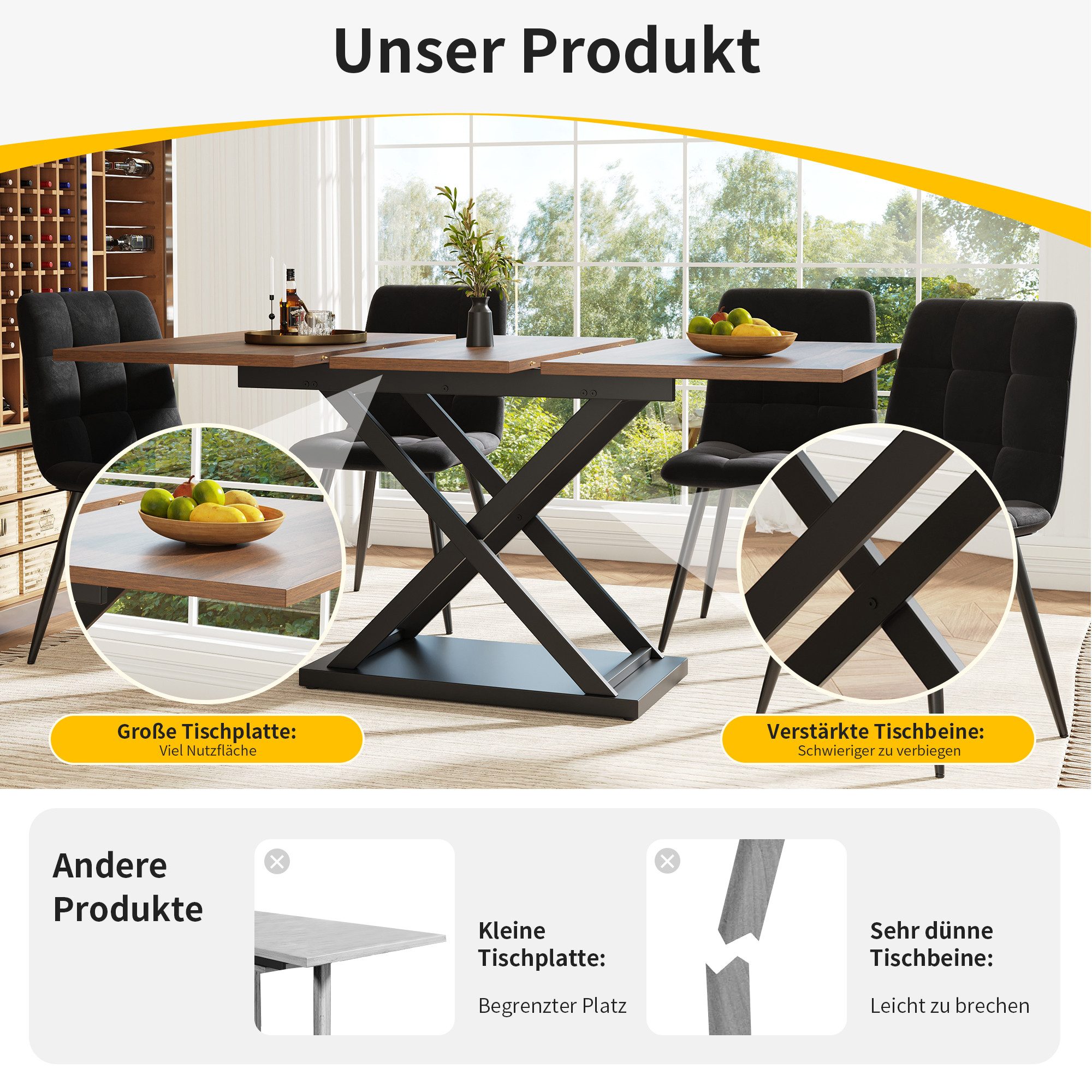 Tongtong Esstisch, Ausziehbarer Esstisch, platzsparender Küchentisch, günstig online kaufen