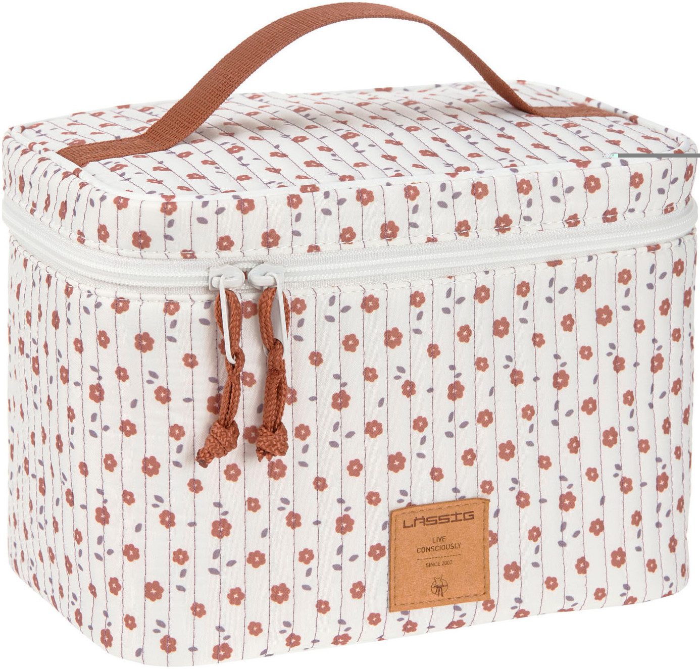 LÄSSIG Wickeltasche Flowers White, Wickeltisch Organizer, PETA-approved vegan