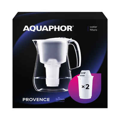 AQUAPHOR Wasserfilter Set Provence A5 weiß- inkl. 2x Filterkartuschen A5, Zubehör für Filterkartuschen AQUAPHOR A5, A5H hartes Wasser & A5 Magnesium, Reduziert Kalk, Chlor & weiteren Stoffen. BPA frei