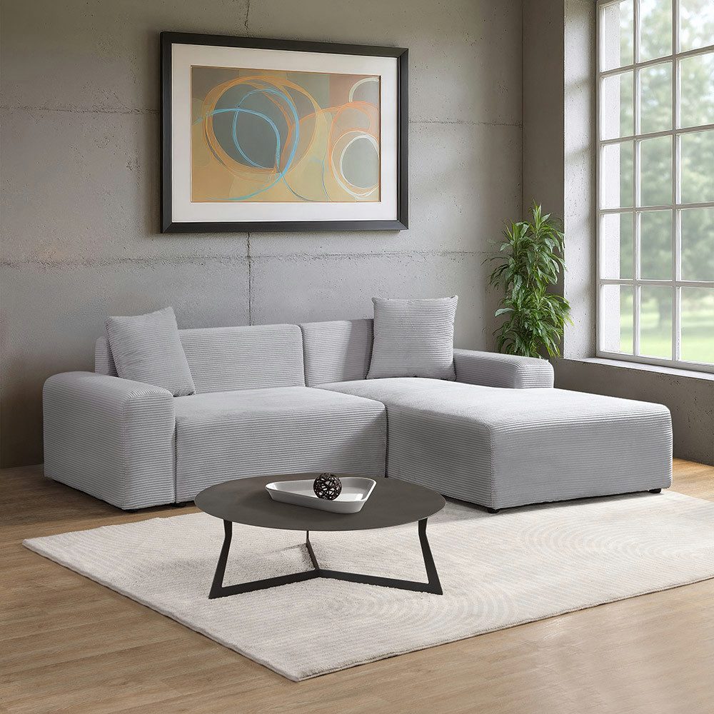 HOME DELUXE Ecksofa AMELIO - 240 x 71 x 178 cm, inkl. Zierkissen, Cordsofa in L-Form, gepolstertes Sofa