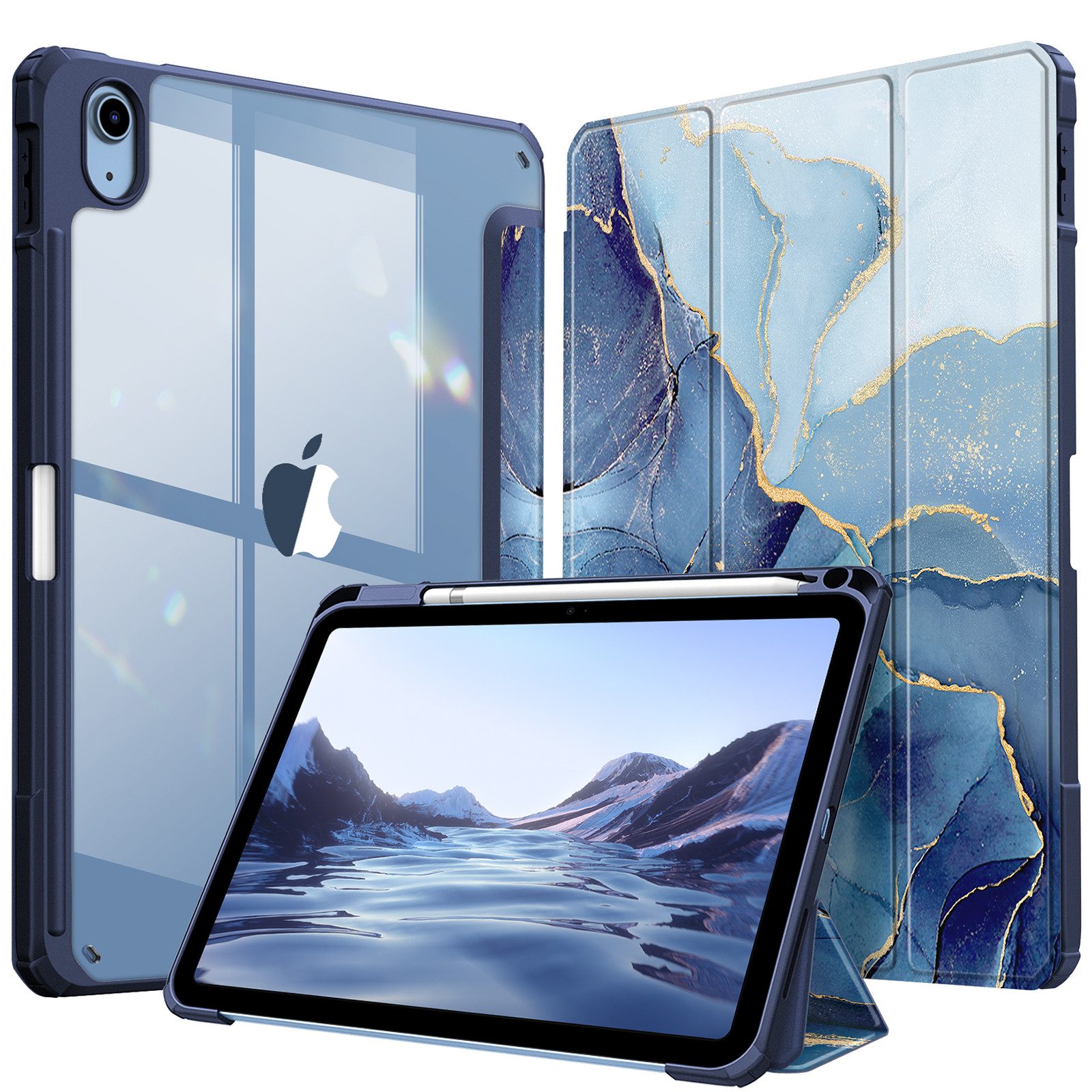 Fintie Tablet-Hülle für iPad 11 Generation 11 Zoll 2025 (A16), iPad 10 Generation 2022 10.9 Zoll, mit Stifthalter, Stoßfeste Hybrid Hülle mit transparenter Hartschale