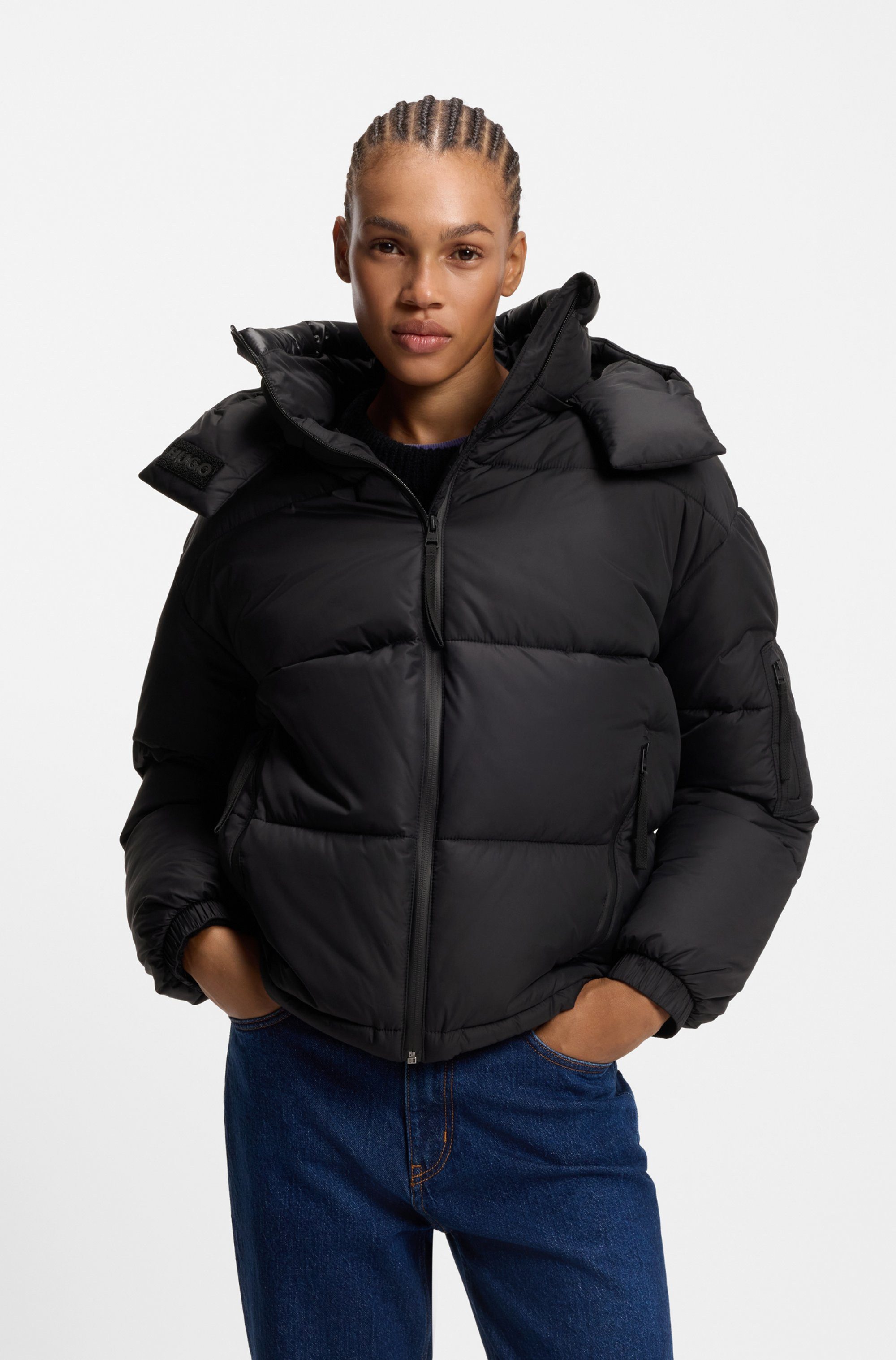 HUGO Blue Steppjacke Farida im Relaxed Fit mit verkürzter Длина