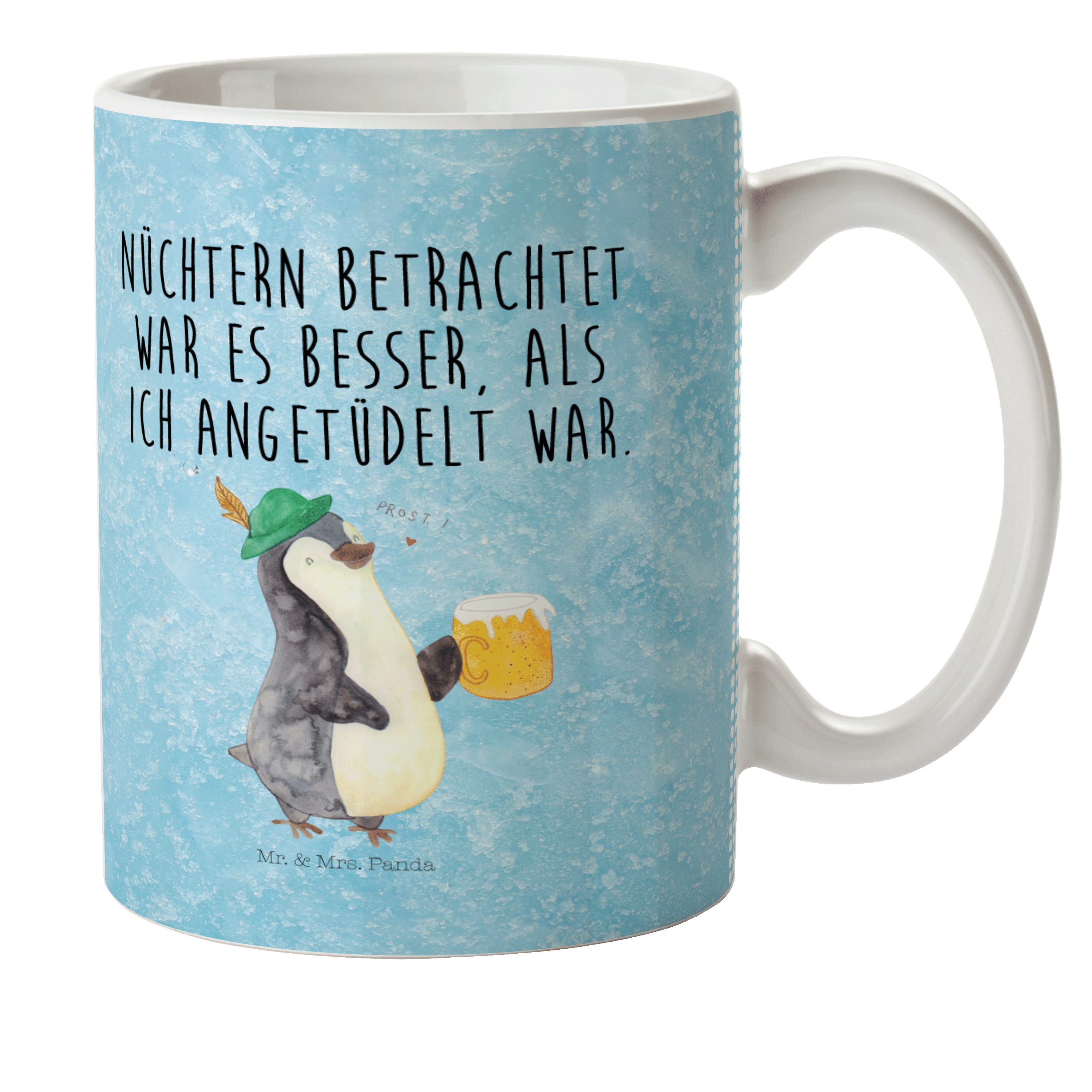 Mr. & Mrs. Panda Kinderbecher Pinguin Bier - Eisblau - Geschenk, Bierchen, Oktoberfest, Outdoorgesc, Kunststoff