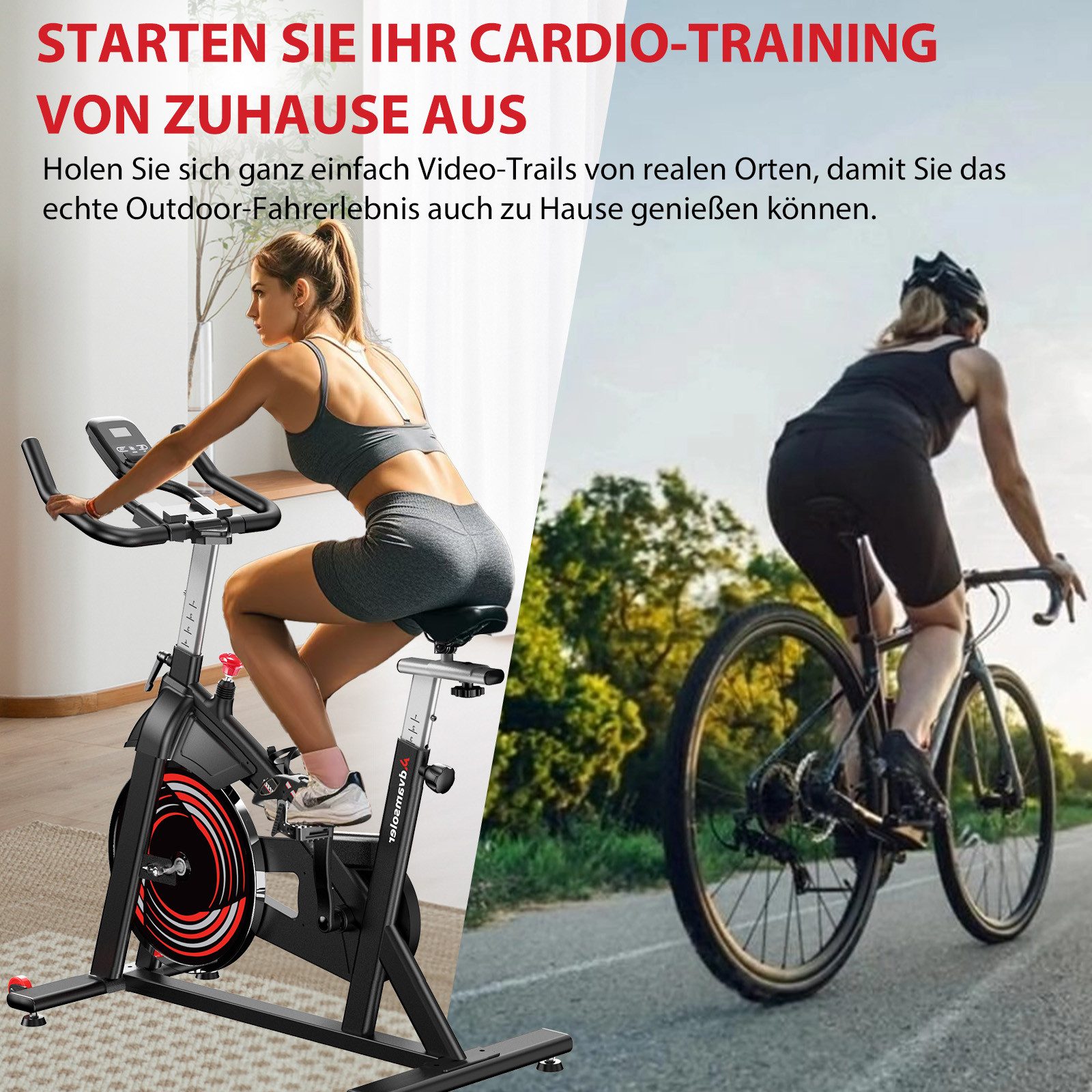 Advamsoler Heimtrainer Indoor-Fahrrad für das Heim-Fitnessstudio, Indoor Cycling Spin Bike (1-tlg., mit App & LCD-Display & Tablet-Halterung), für Fitness-Cardio-Workout