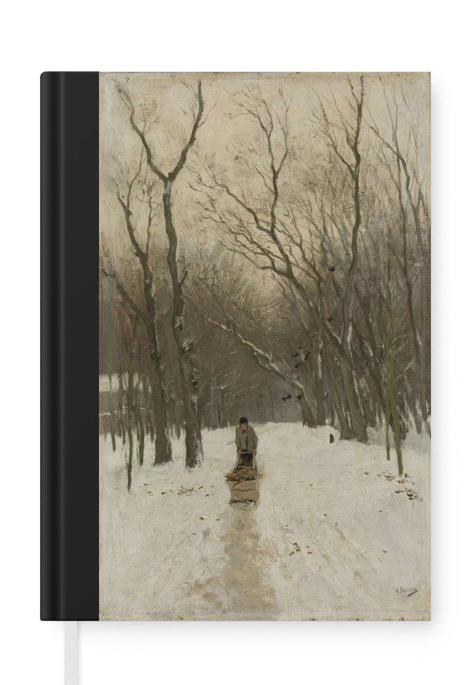 MuchoWow Notizbuch Winter in den Wäldern von Scheveningen - Gemälde von Anton Mauve, Journal, Merkzettel, Tagebuch, Notizheft, A5, 98 Seiten, Haushaltsbuch