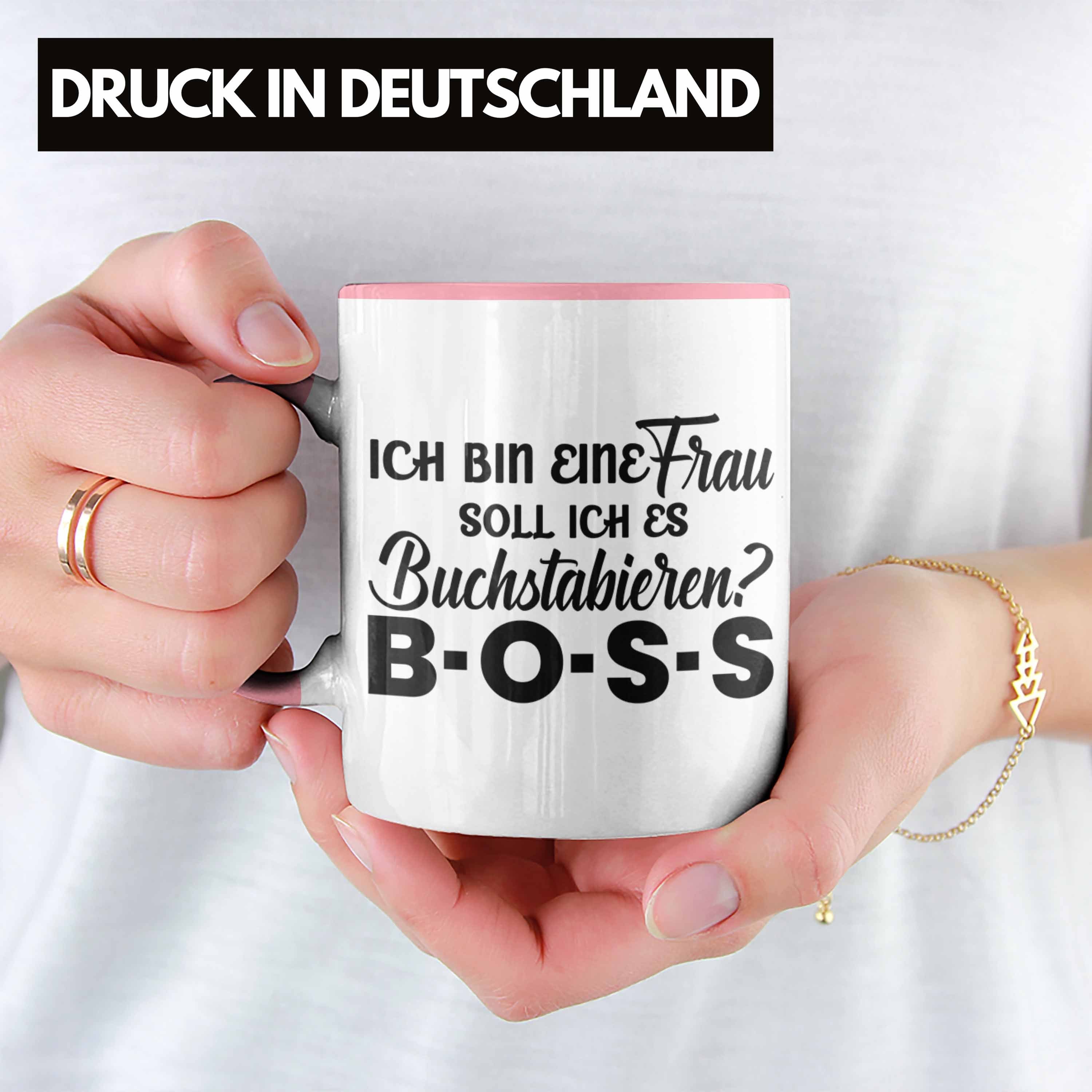 Tasse für Frauentag Frauen Rosa Tasse Trendation Geschenk Boss Starke mit Frau Spruch Tasse - Trendation Frauen