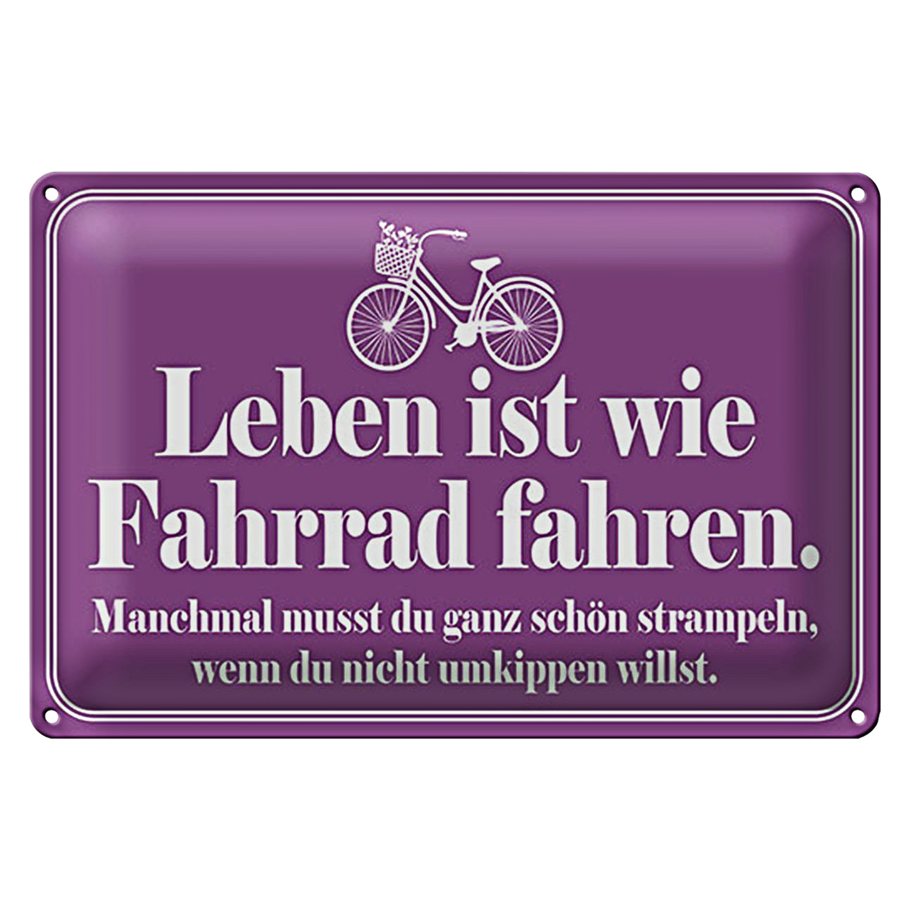 Roomando Metallschild Blechschild Spruch 30x20cm Leben ist wie Fahrrad fahren