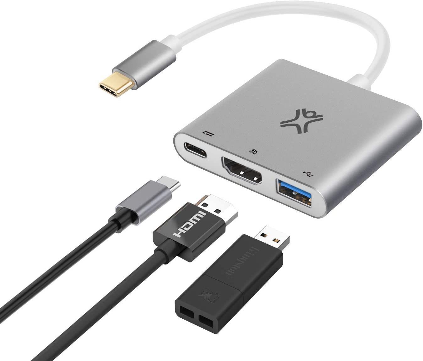 XtremeMac USB-C Multiport Hub auf HDMI Port (4K), 3.0 USB, & USB-C PD HUB
