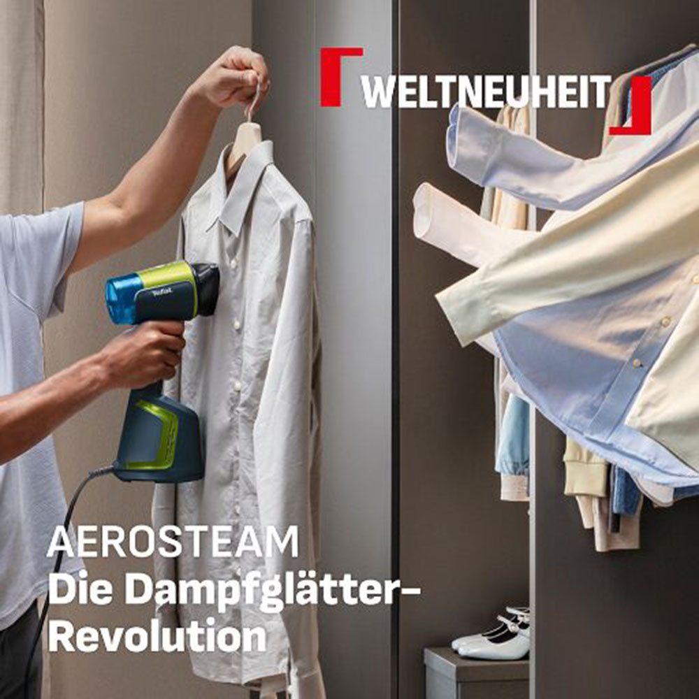 Tefal Dampfbürste AeroSteam, kombiniert Dampf, einen beheizten Kopf und Ansaugung, 1400 W, Dampfglätter mit 3 Nutzungsmodi, 100 ml abnehmbarer Wassertank, DT9810