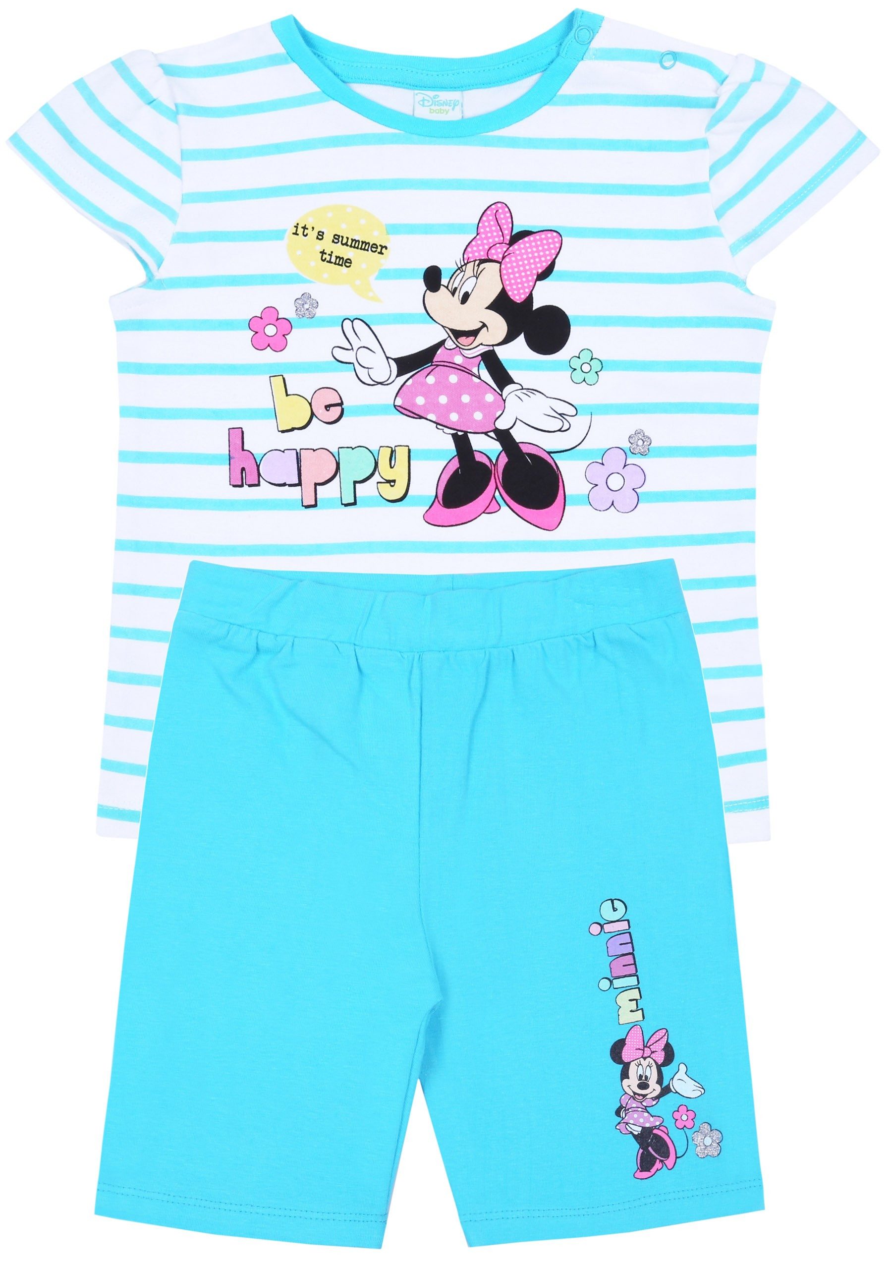 T-Shirt & Shorts Weiß-türkisfarbiges Set T-Shirt+kurze Hose Minnie Mouse 3 Monate