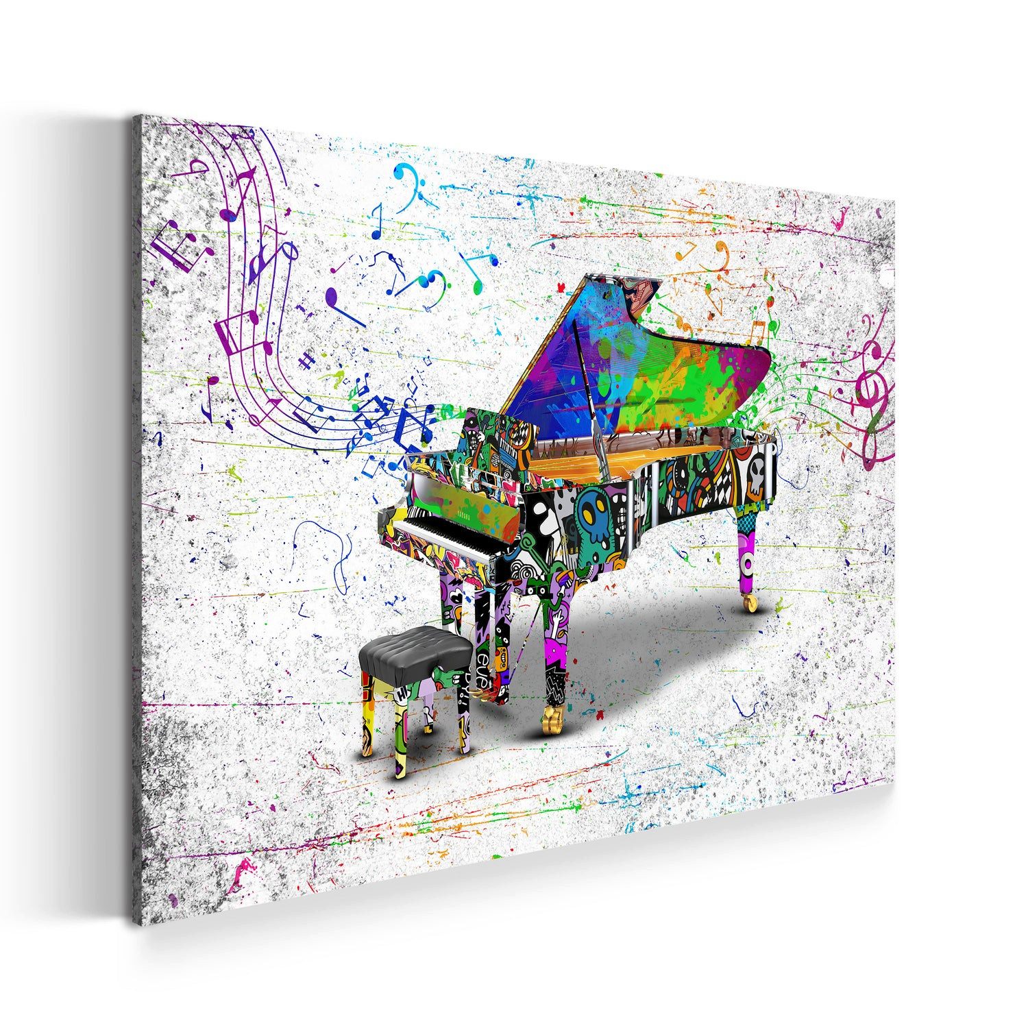 Leinwandbild Street Art Klavier Wandbild Leinwandbild Kunst XXL Deko