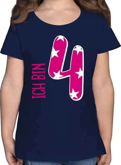 Shirtracer T-Shirt Ich bin vier Rosa Mädchen 4. Geburtstag
