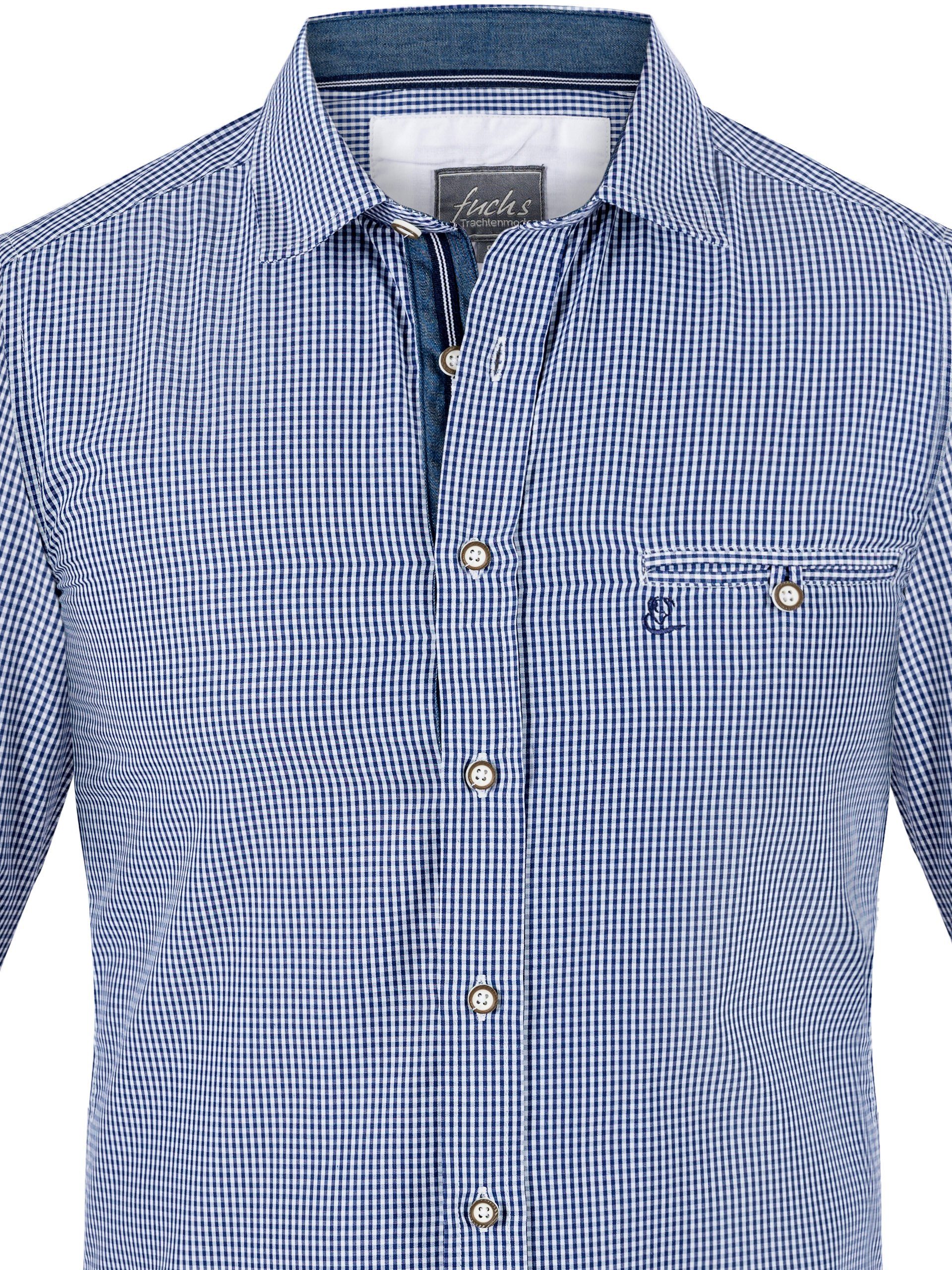 FUCHS Trachtenhemd Hemd Lukas blau kariert günstig online kaufen