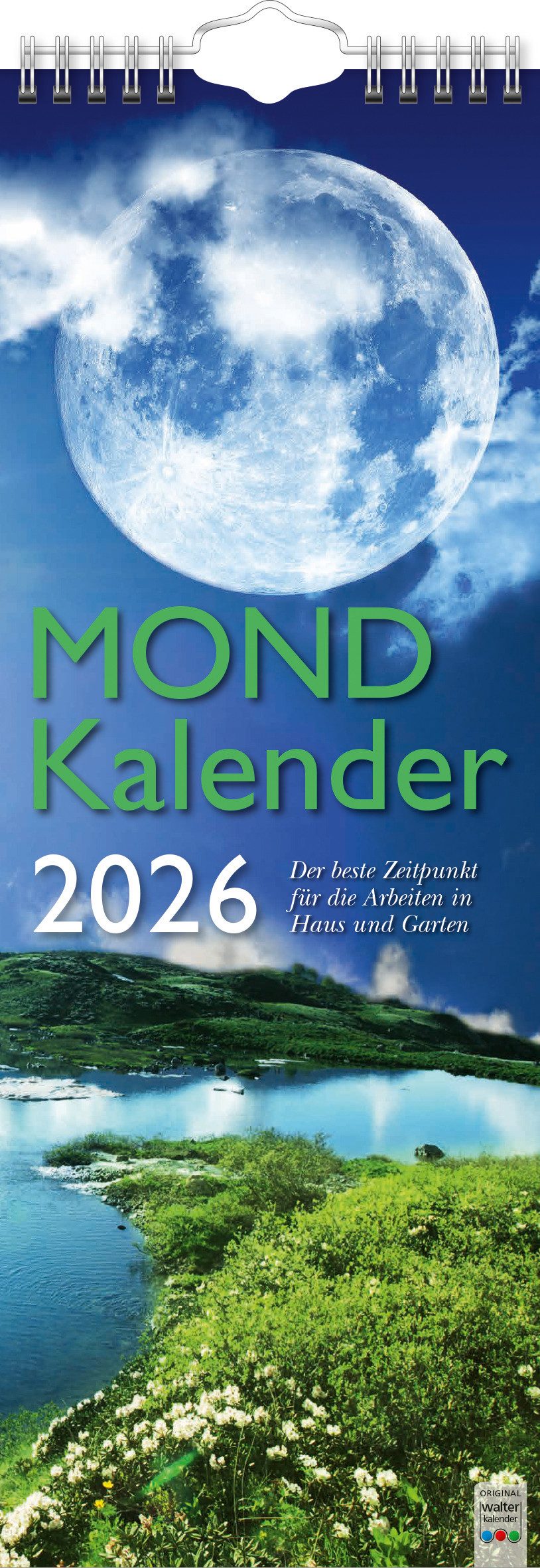 BRUNNEN Wandkalender 2026 Brunnen Mond-Kalender 155×428 mm