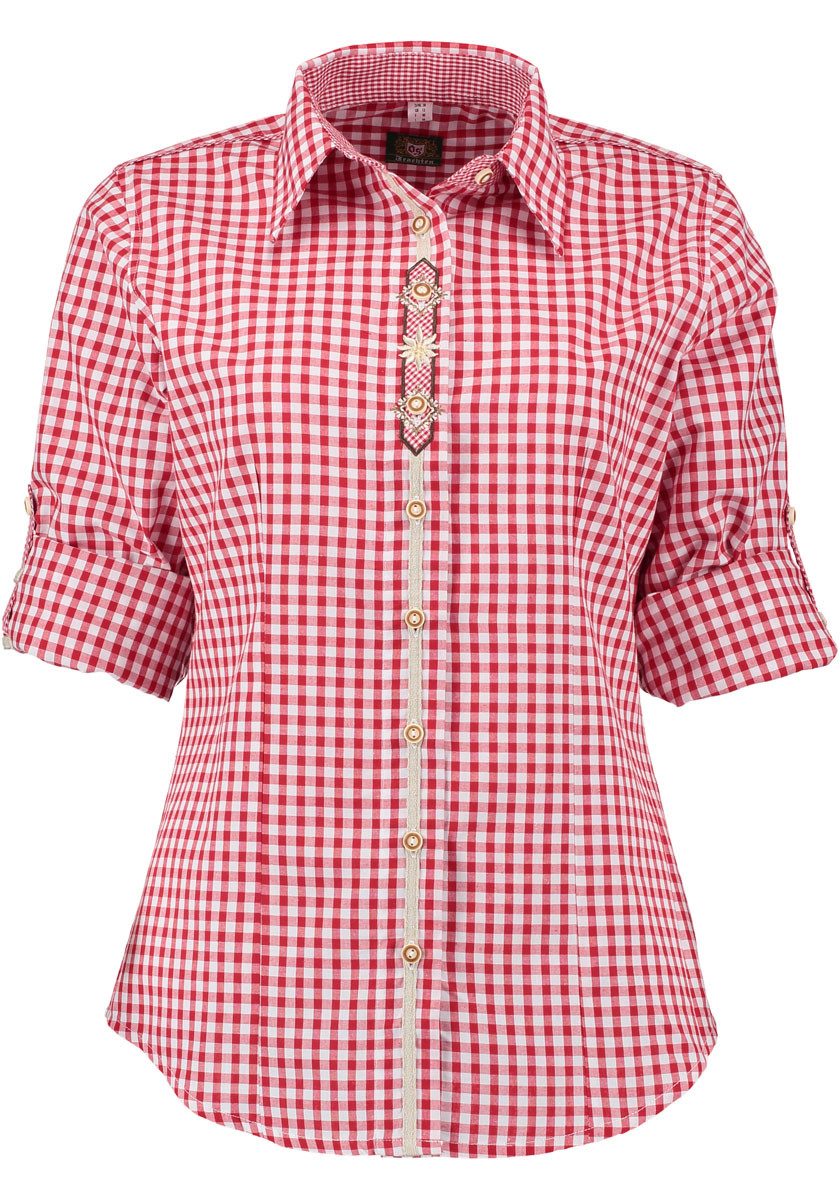 OS Trachten Trachtenbluse Flosa Langarmbluse mit Edelweiß-Stickerei auf der günstig online kaufen