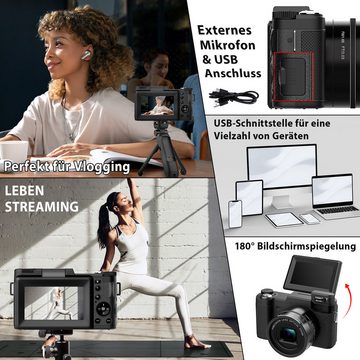Fine Life Pro Digitalkamera 4K, 48MP Fotokamera mit 3.0" Bildschirm, Kompaktkamera Kompaktkamera (5x opt. Zoom)