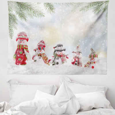 Wandteppich aus Weiches Mikrofaser Stoff Für das Wohn und Schlafzimmer, Abakuhaus, rechteckig, Weihnachten Kleine Schneemann im Schnee