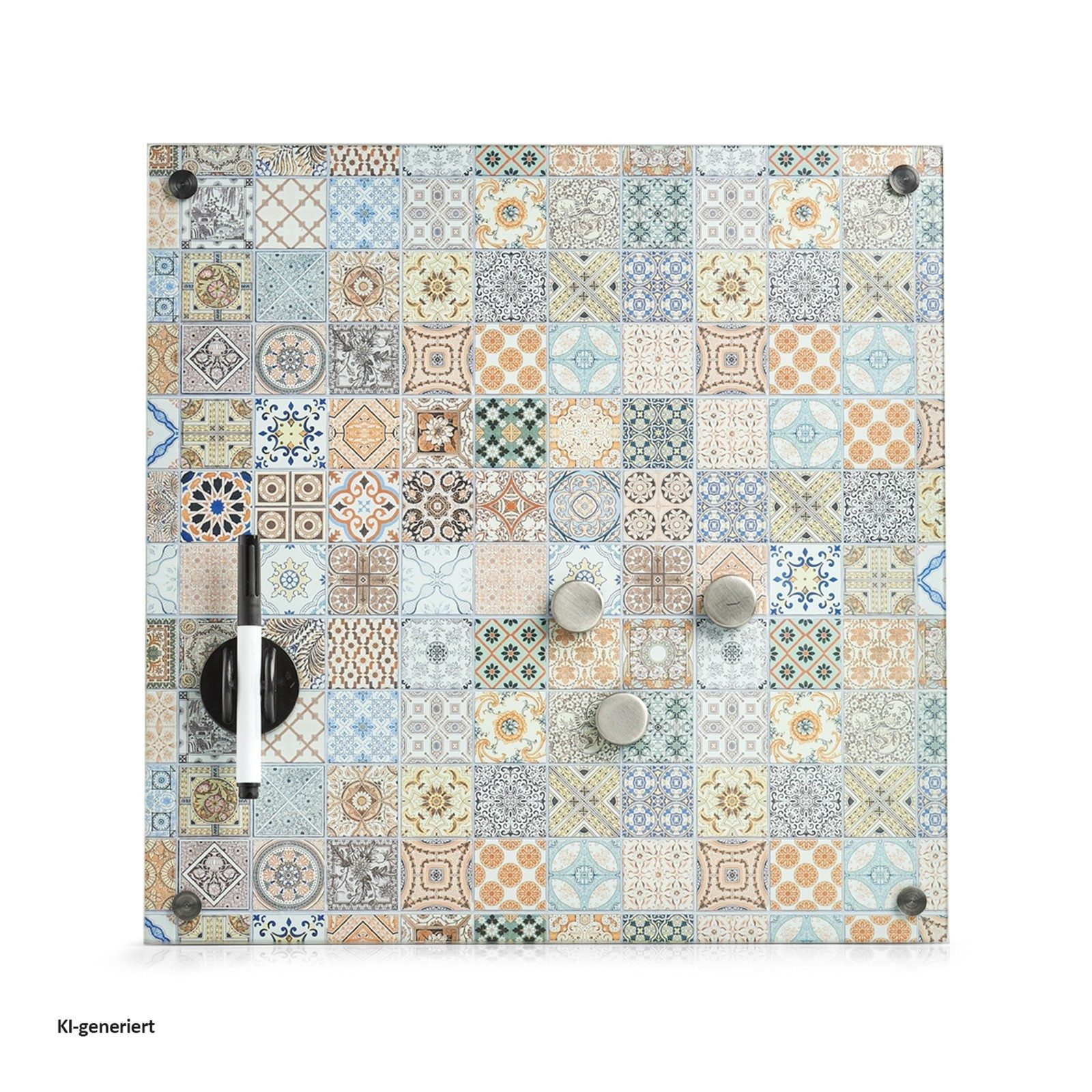 HTI-Living Memoboard Memoboard aus Glas Mosaik, (1-tlg., 1 Tafel, 3 Magnete), Magnettafel