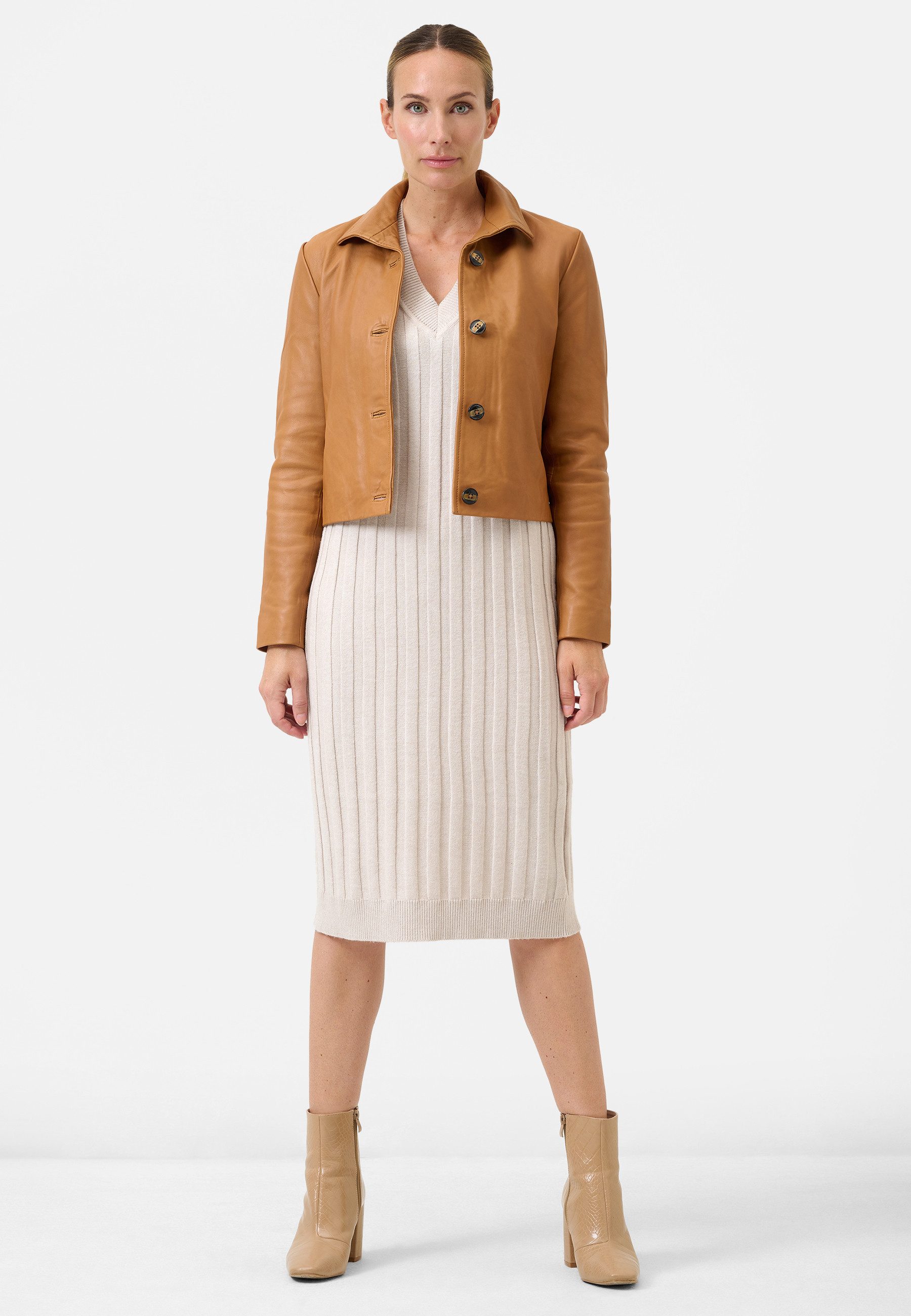 RICANO Lederjacke Juliette Lederjacke mit Stehkragen und Knopfverschluss günstig online kaufen