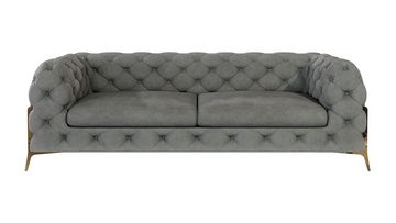 S-Style Möbel 3-Sitzer Ashley Chesterfield Sofa mit Goldene Metall Füßen, mit Wellenfederung