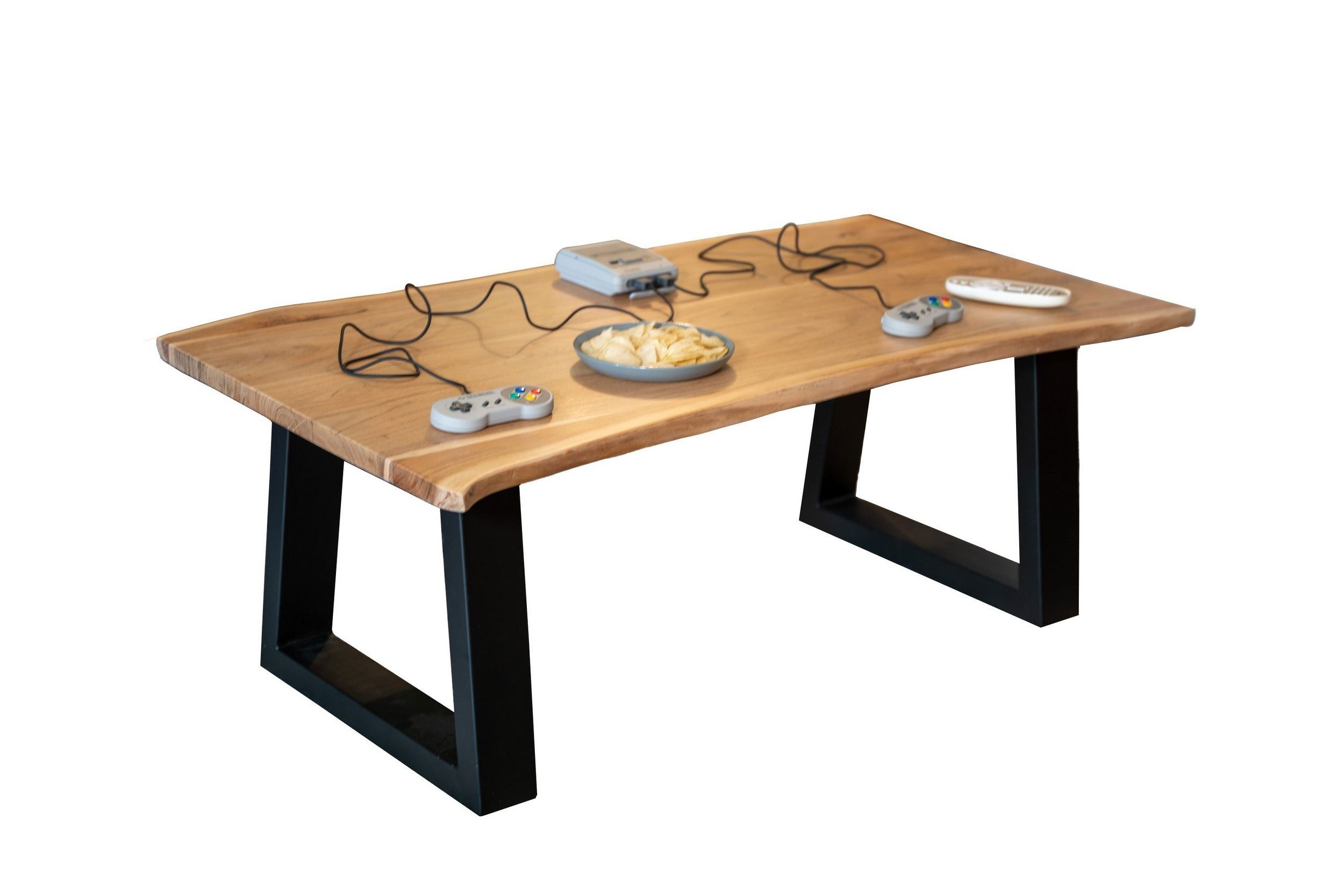 SAM® Couchtisch Flower, massives Akazienholz, Trapezgestell günstig online kaufen