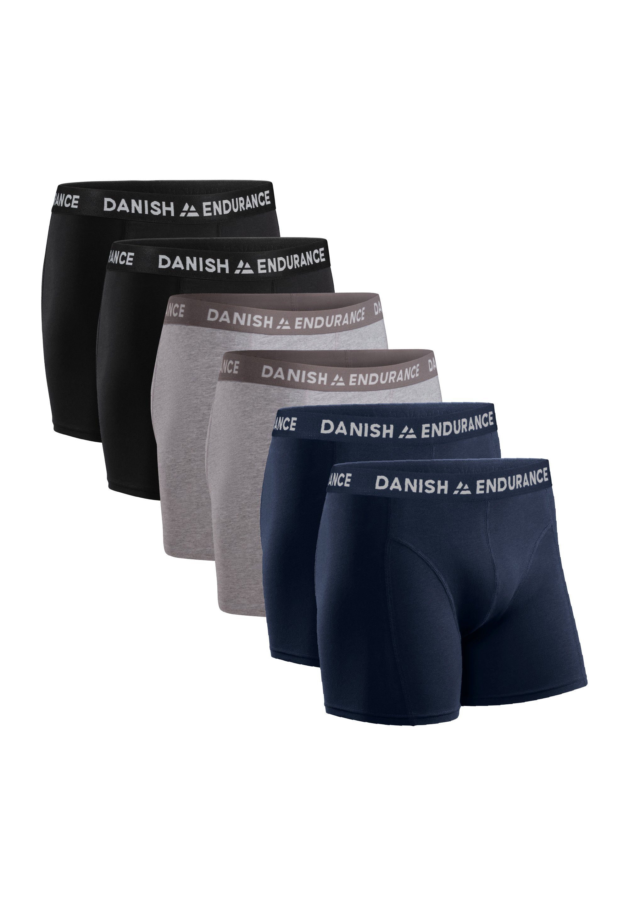 Trunks aus Baumwolle Boxershorts DANISH blue/grey 6-St) weicher Classic mix (Packung, ENDURANCE